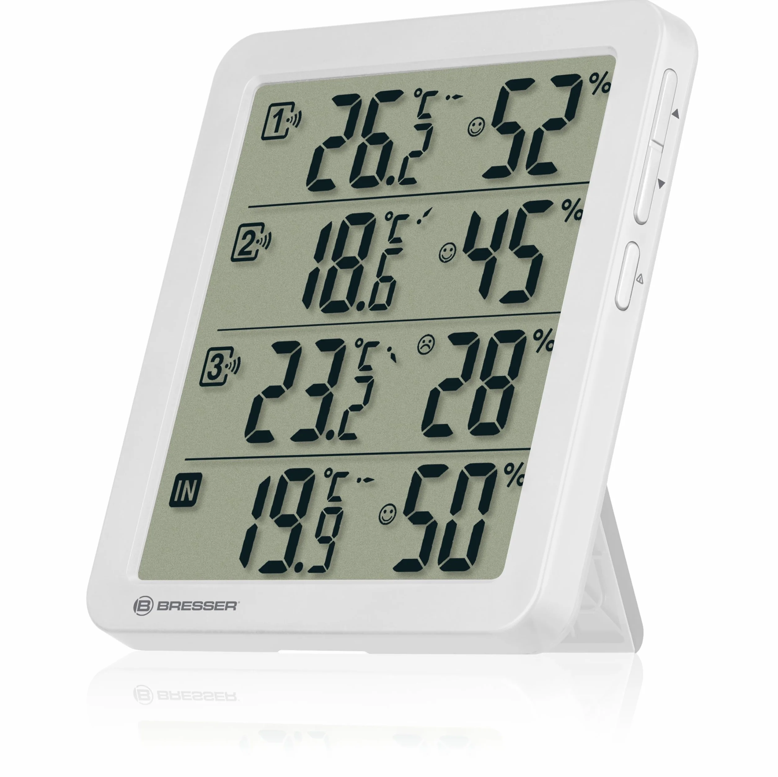 Bresser Termo-Higrómetro Set con 3 Sensores Inalámbricos Temperatura Humedad Pantalla Alarma