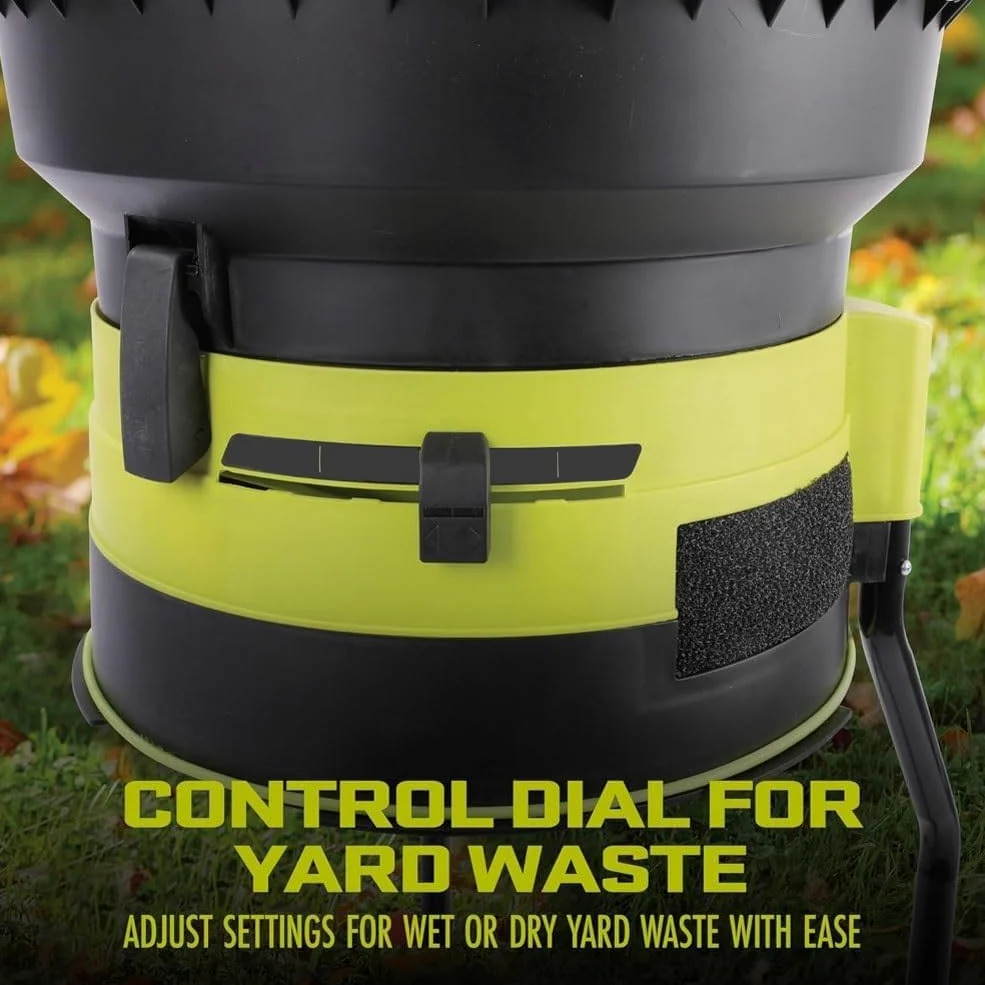 Trituradora eléctrica de hojas de jardín, trituradora de 2500 W para limpieza de patio, 8000 RPM con embudo de 54 cm, tamaño de corte ajustable, incluye rastrillo de hojas y bolsa de almacenamiento