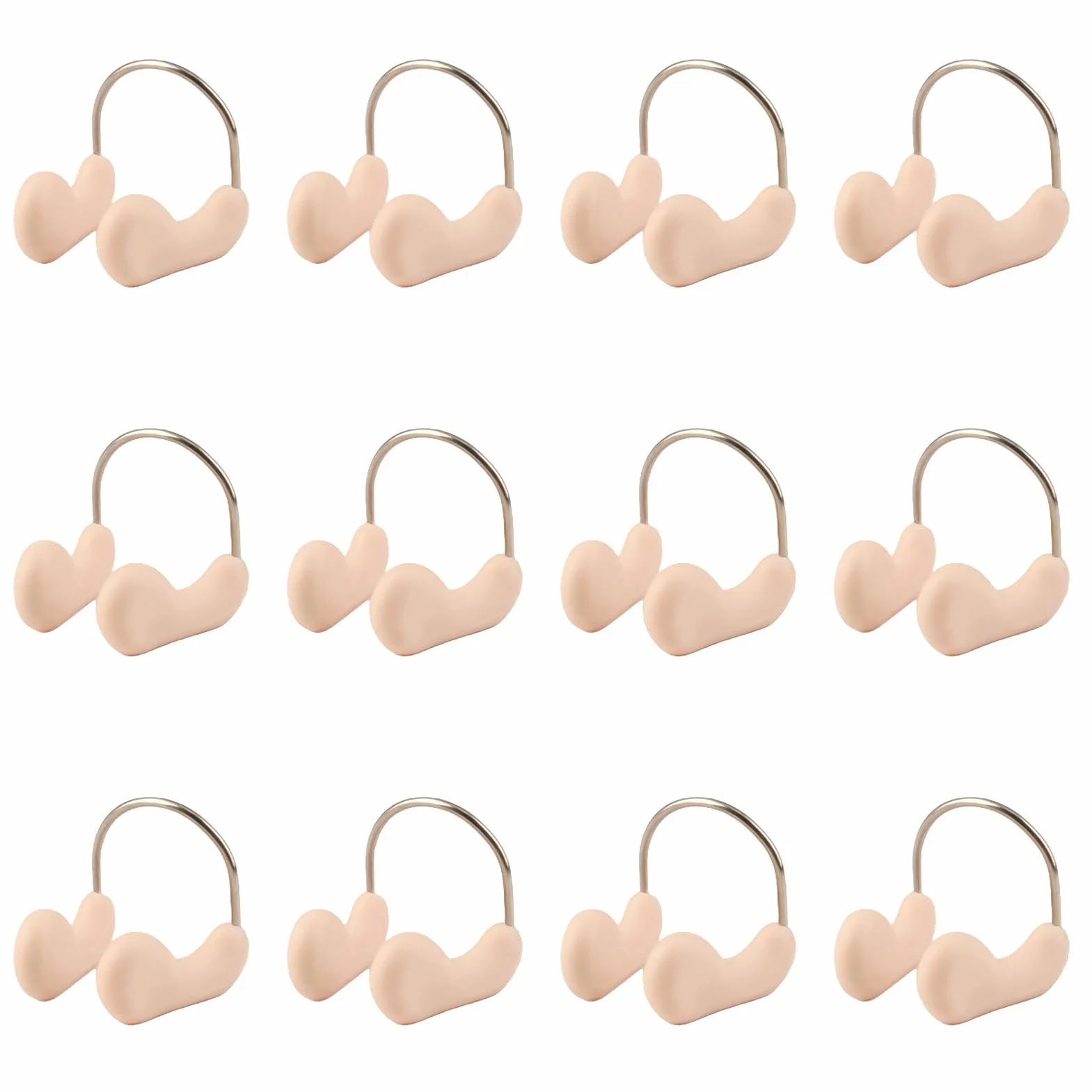Pinzas Nasales de Silicona para Natación, Impermeables, Set de 12, Beige