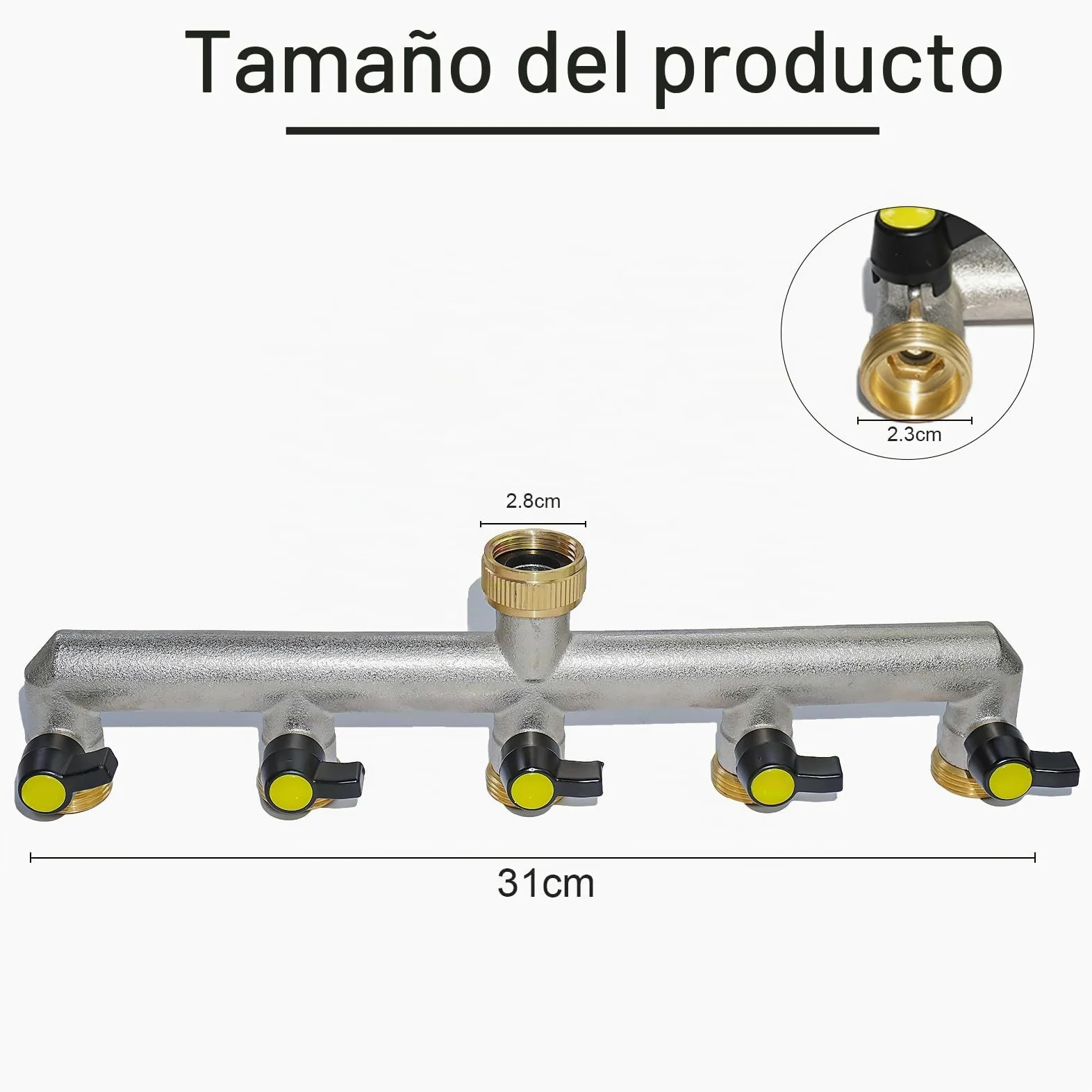 RoseFlower Divisor de Manguera de 5 Vías de Latón con Válvula Independientes, 3/4" Divisor de Manguera de Jardín - Bifurcador Grifo Jardin Distribuidor y Adaptador para jardinería, Riego doméstico