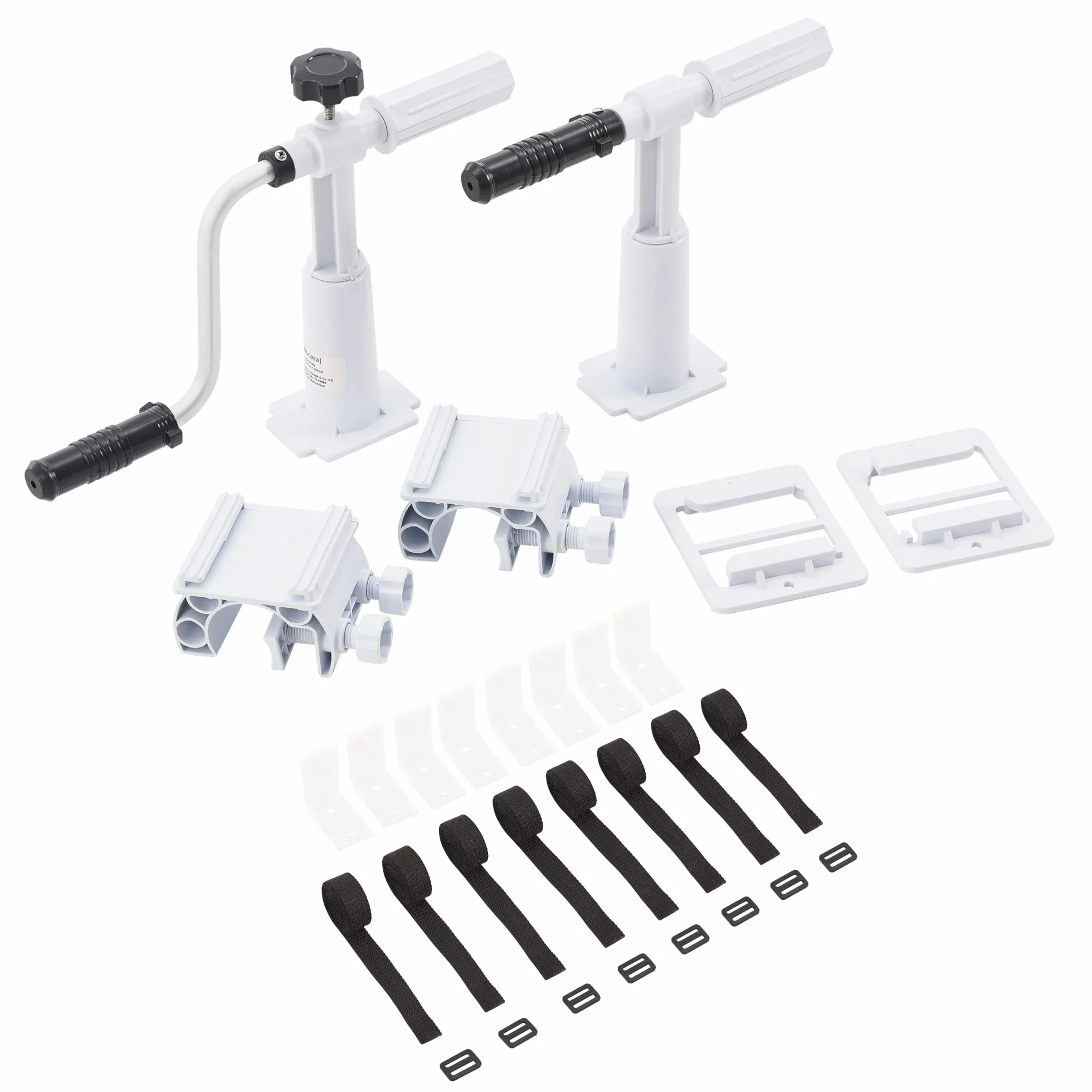 [en.casa] Enrollador de Cubierta de Piscina Retractor de Lona Longitud Ajustable Barra Telescópica 8 Correas con 2 Guías Aluminio Plástico 555x13x30 cm Multicolor