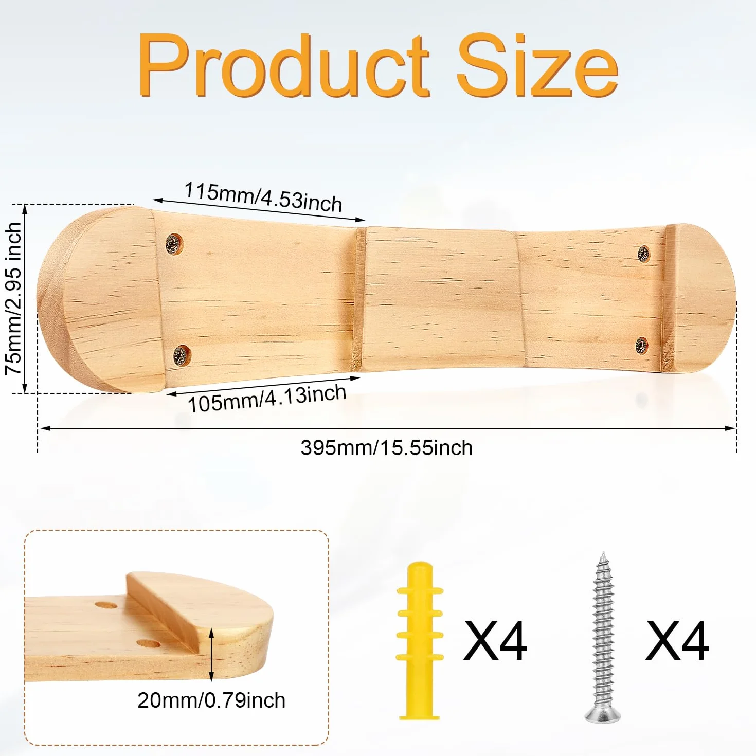 PEUTIER Portaesquís de Madera Minimalista, Colgador de Pared para Snowboard Estante de Exhibición