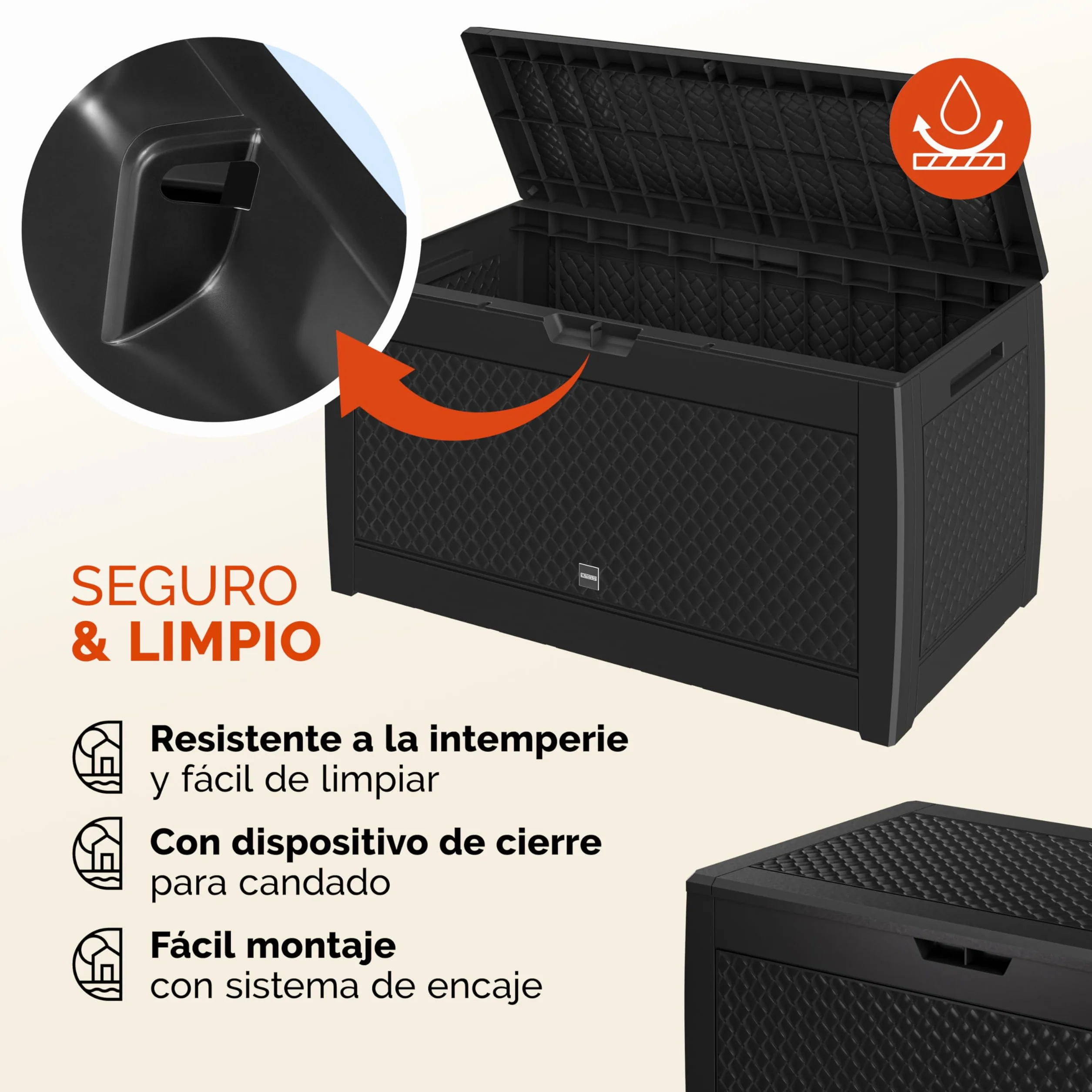 CASARIA® Arcón Jardín Exterior Baúl Almacenaje 310L con 4 Ruedas Asas Resistente Intemperie Rayos UV Caja Cojines 119x48x60cm Antracita