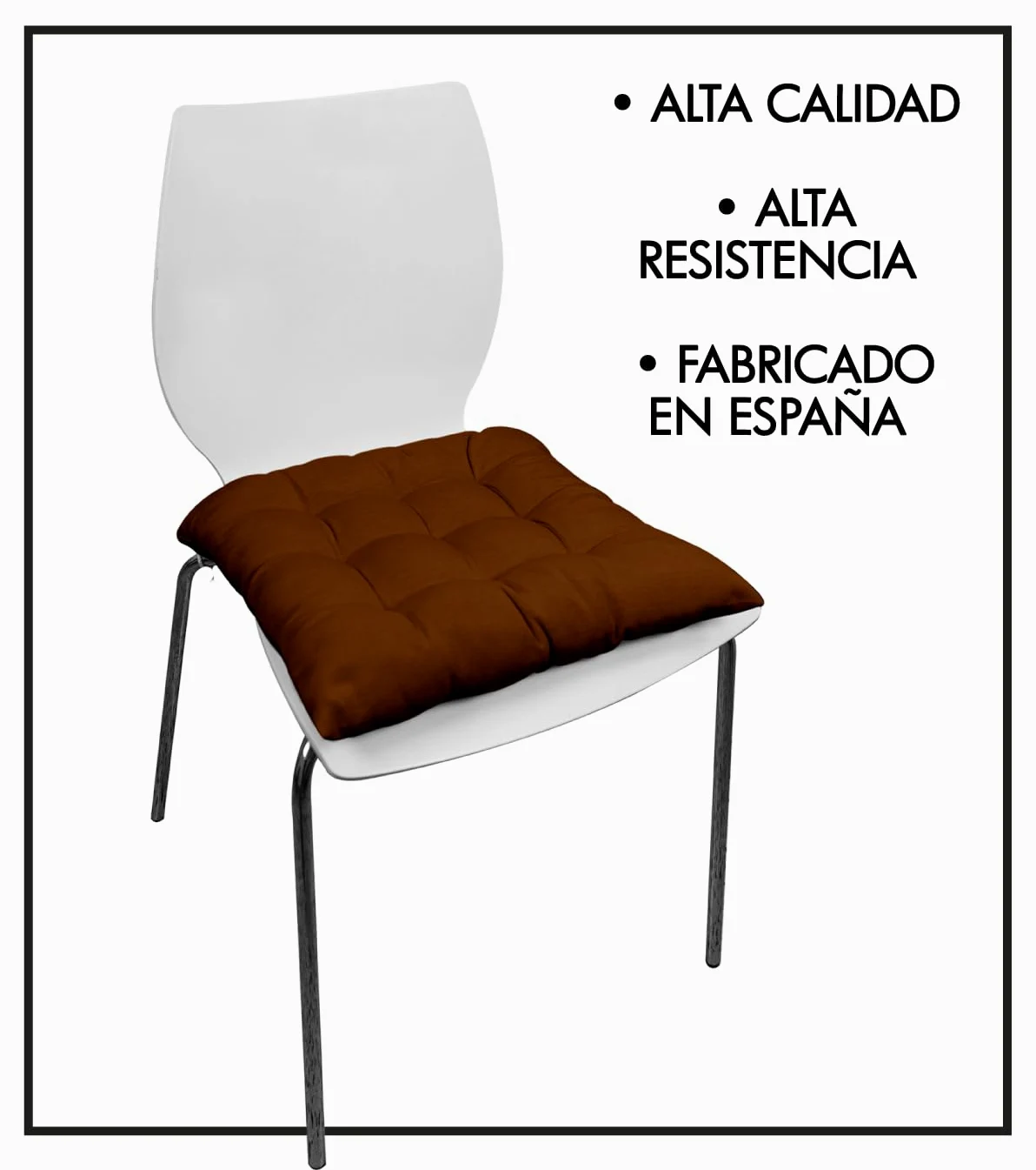 CHELY INTERMARKET Cojines Silla 40x40x7,5cm Pack 6 Unidades Relleno Mullido Marrón 9 Pespuntes Acolchado Exterior Interior Decorativos Suaves Estables Lavables Terraza Jardín