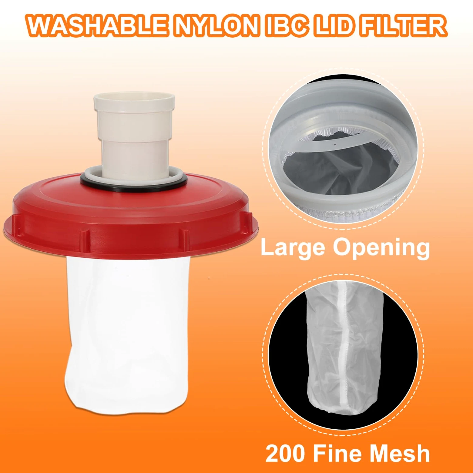 QUARKZMAN 245mm Tapa de Filtro de IBC, Adaptador de Manguera Recta de Tote de Plástico IBC de 1000L para Contenedor de Tanque de Agua de Lluvia para Tanques de Agua de 275gal, Rojo/Blanco