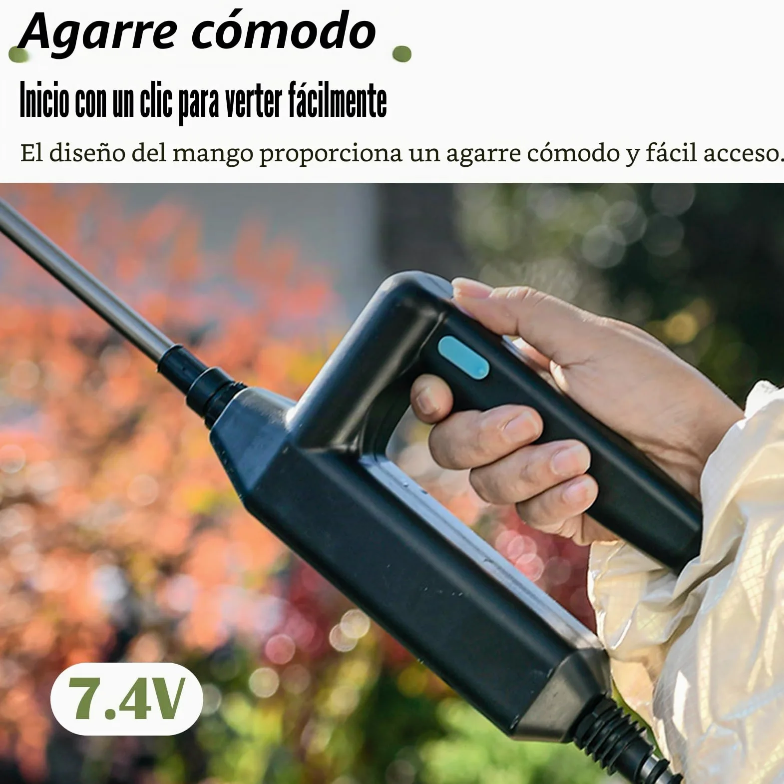 Pulverizador Presión, 8L Batería Pulverizador Jardín con Lanza 4 Boquillas Pulverización Ajustables Pulverizador Mochila con Batería 2400Mah Bomba Automática Lanza Telescópica Tanque Transparente