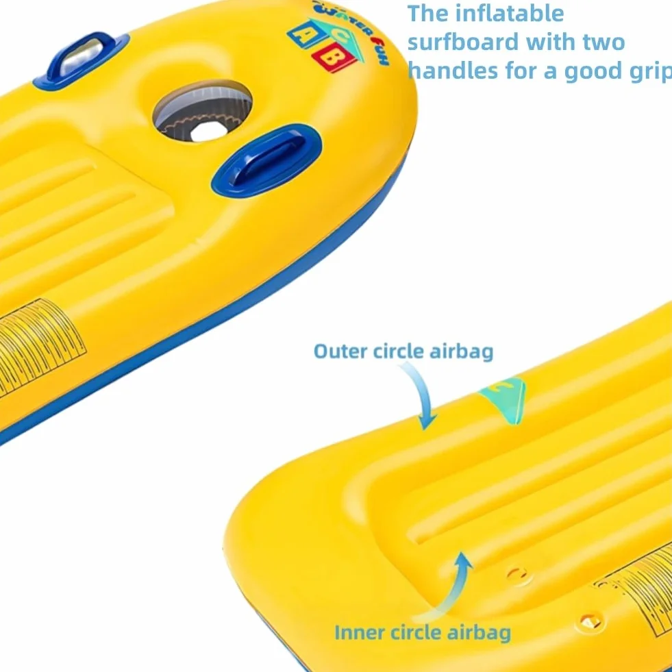 Tabla Bodyboard Hinchable para Niño con Asas 105 x 45 cm Juguete Acuático Playa Piscina
