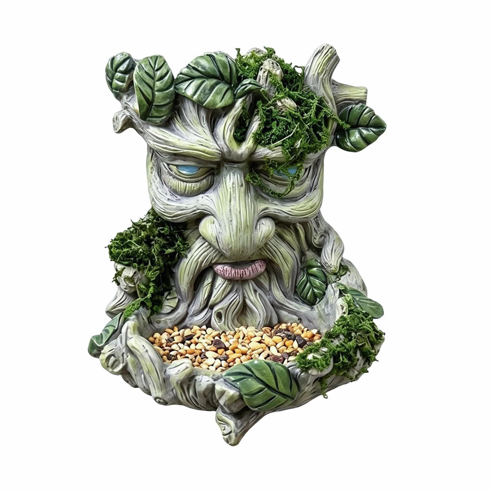 para pájaros con Cara de árbol – Escultura de máscara de guardián del Bosque de Resina 3D de 5,12 Pulgadas, Acento artístico de jardín Resistente a la Intemperie, Unidad de decoración colgant