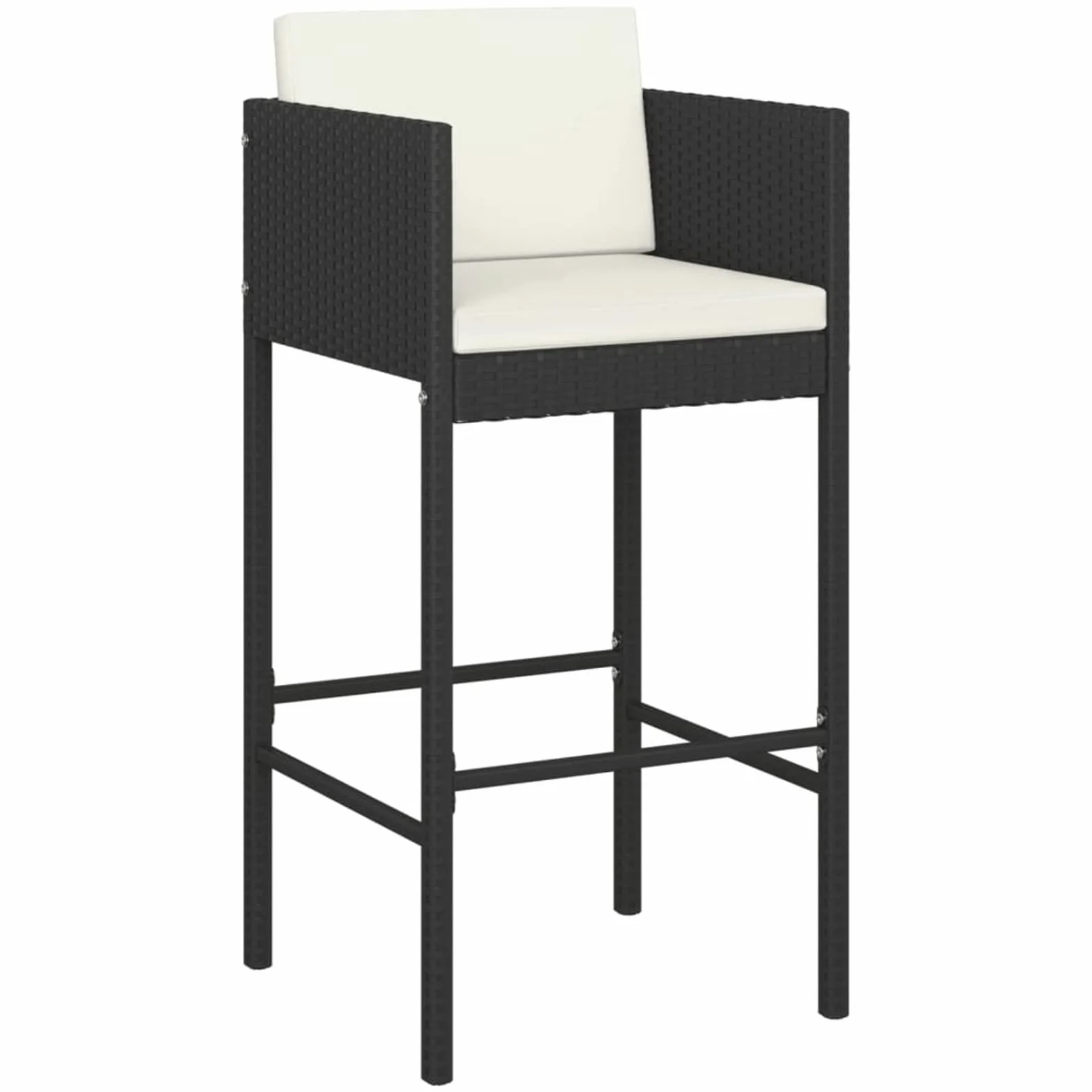 Deufre Muebles de Bar Jardín Exterior 5 pzas,Mesa y Sillas Jardín de Ratán,Mesa y Sillas Exterior,Mesa y Sillas de Bar,Conjunto Mesa y Sillas con Cojines para Jardin y Terraza Negro