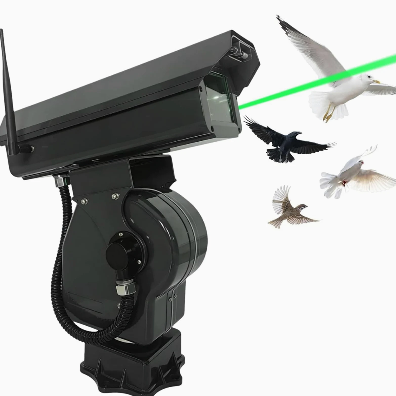 Dispositivo Láser para Ahuyentar Pájaros, Espantapájaros Láser Automático, IP66 Impermeable y Control por App – para Frutales, Granjas y Aeropuertos, para Palomas y Estorninos
