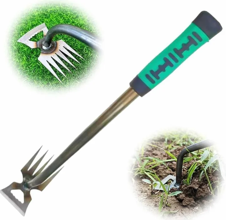 HOIDOKLY 2025 Nueva herramienta de deshierbe, herramienta de deshierbe duradera de acero al manganeso, herramienta manual multifuncional para deshierbar patios y jardines (5 Dientes)
