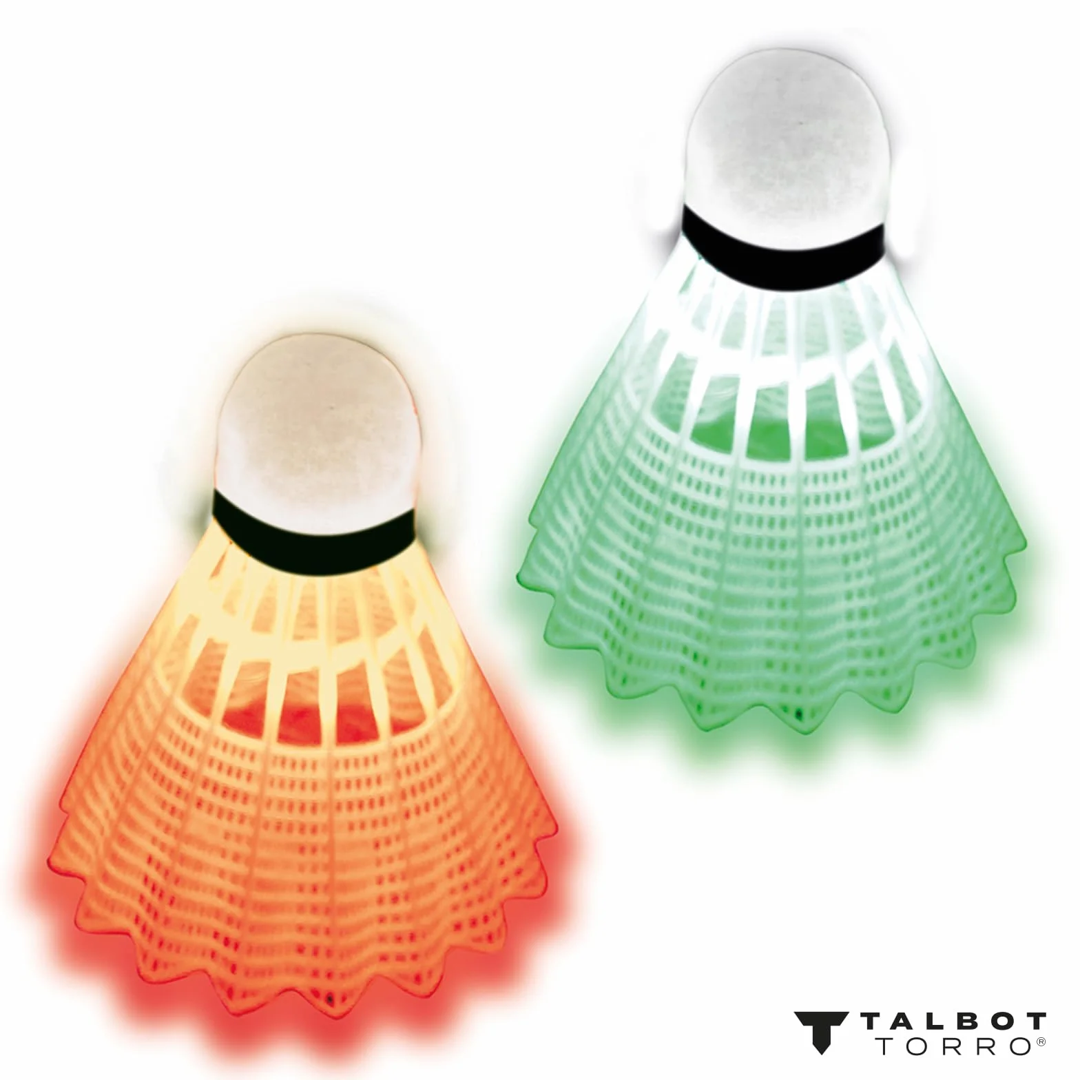 Talbot Torro Volantes de Bádminton Magic Night LED 3 Pelotas con Plumas de Plástico Brillan en la Oscuridad Interior y Exterior