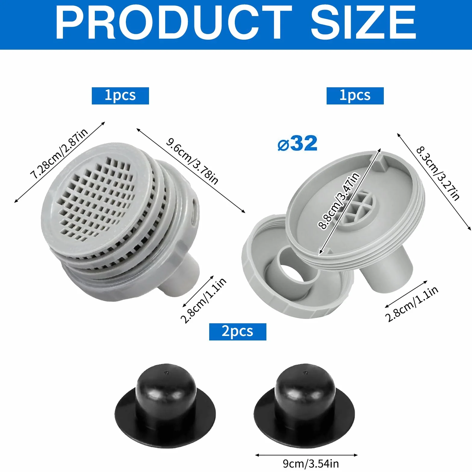Conector de Filtro de Piscina,Conector de Chorro de Agua para Piscina 32mm,Accesorios de Piscina,Filtro de Salida de Piscina,Conector del Colador de la Piscina,para Piscina sobre