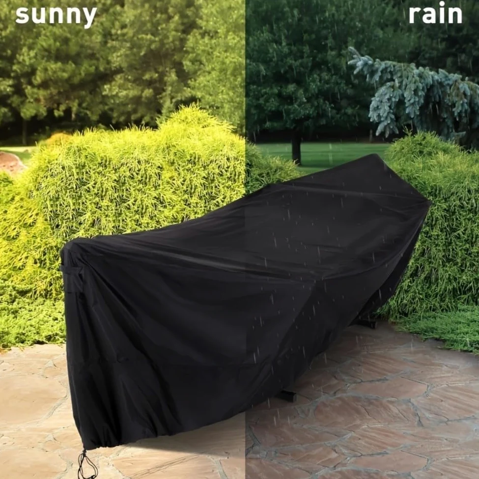 FUBESK Funda para silla colgante de tela Oxford para patio al aire libre, protector de muebles de jardín con protector contra la lluvia UV, para aspiradora de robot negro, 420 x 17 x 100 cm, piezas de