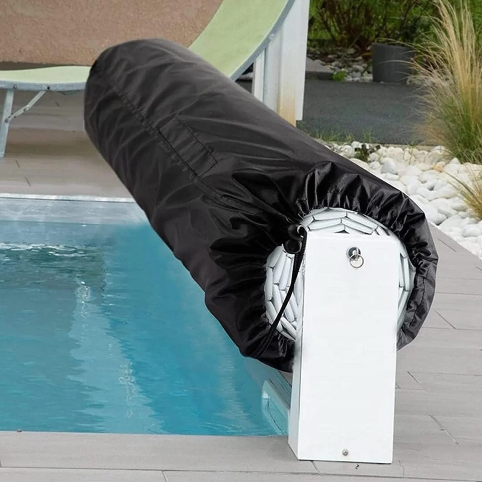 Cubierta para carrete de piscina – Escudo protector resistente, lona impermeable resistente a los rayos UV, correas ajustables fácil de montar | para bobina de cubierta solar para piscinas f