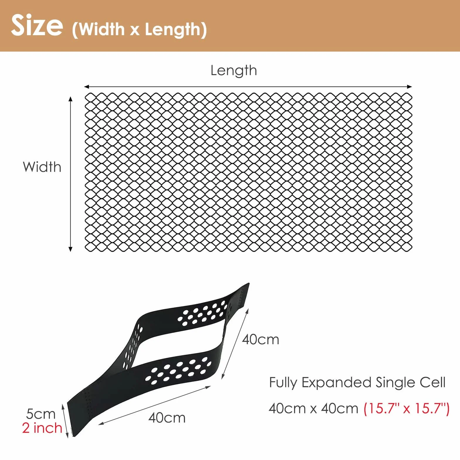 Geocelda Estabilizador para Grava Piedra Calzada/Estacionamiento/Jardín Cuadrícula Geográfica Rejilla de Tierra, Rejilla de Estabilización de Grava de Servicio Pesado, Geomalla Plegable Flexible, 2 Pu