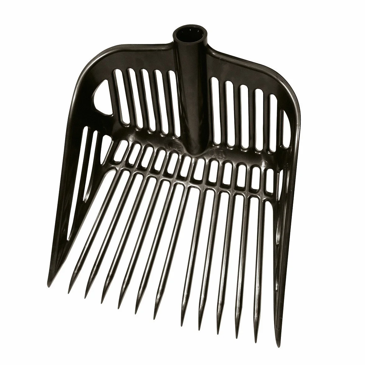 Kerbl Horquilla para establos, Arena y estiércol, Negra, plástico, 45x40cm, para granjeros, propietarios de Caballos, sin Mango y 13 Dientes