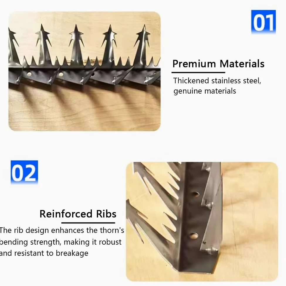 Púas Metálicas para Alambre De Púas, Púas para Muros Exteriores, Púas para Palomas, Púas para Cercas Disuasorias De Intrusos, para Ladrones E Intrusos(125x10cm/2 Stick)