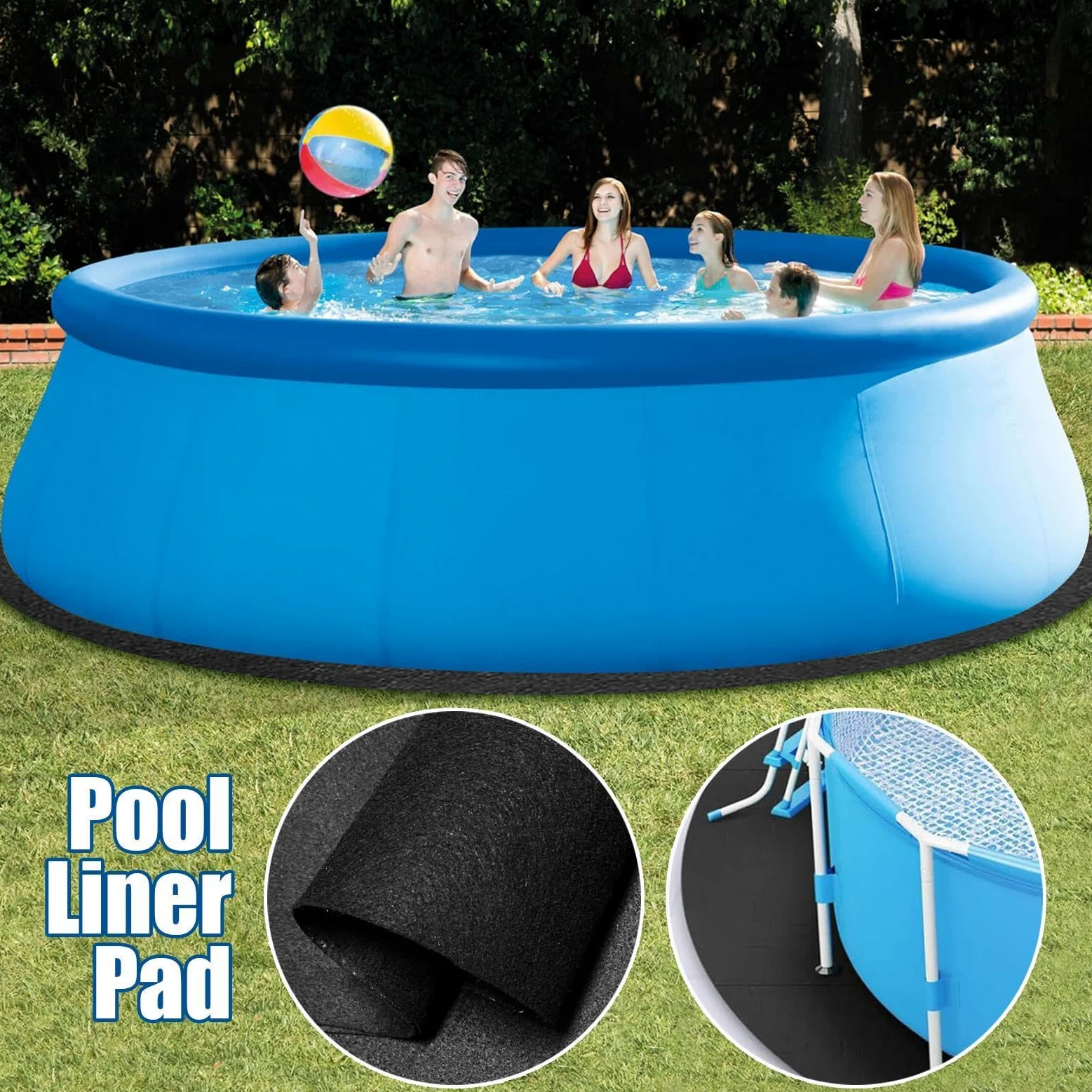 Alfombrilla Para Piscina De 3 M/3,6 M/4 M , Para Debajo De La Piscina, Alfombrilla Extragruesa Para Proteger El Suelo, Resistente A Pinchazos Y Desgarros, Prolonga La Vida Útil Del Revestimiento