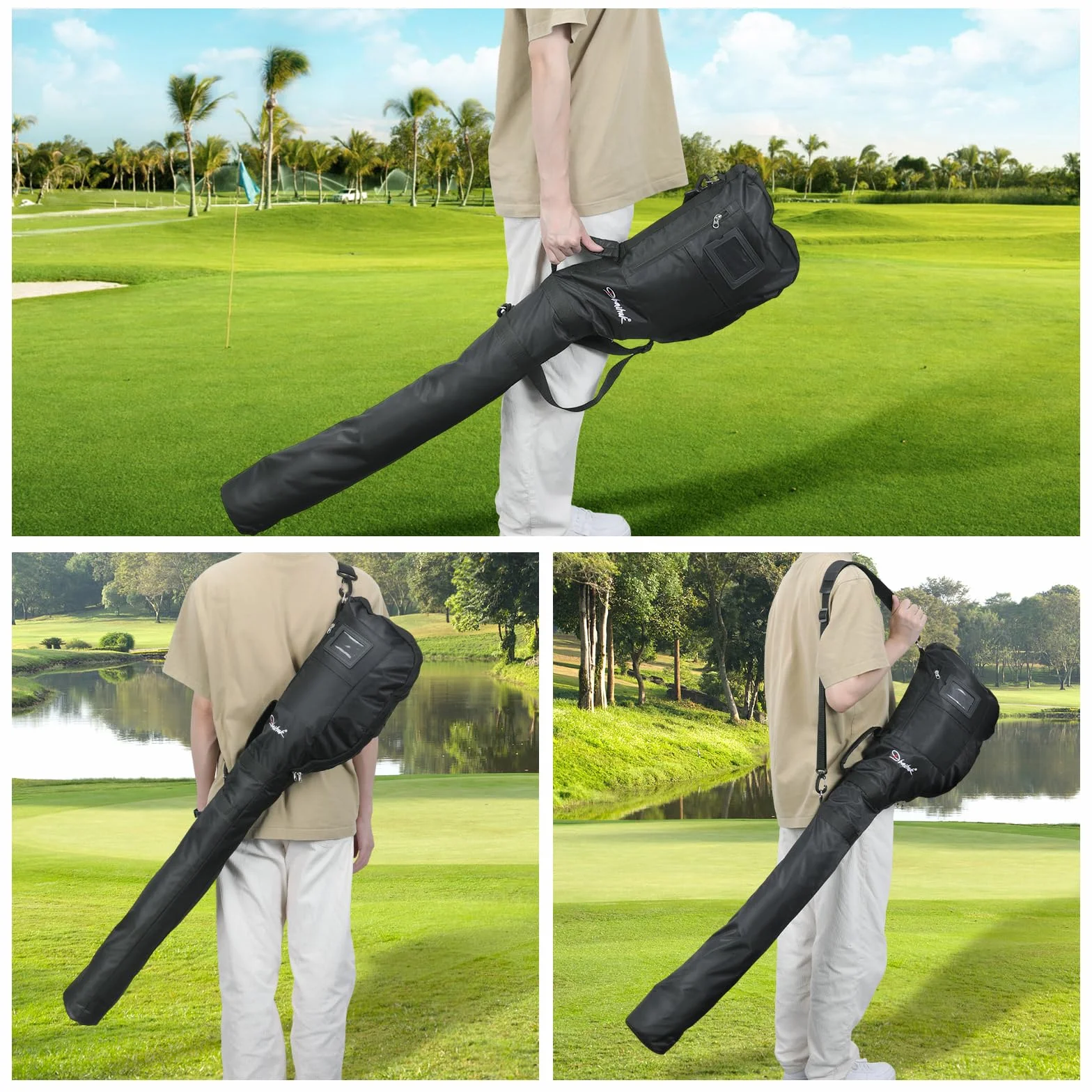 Bolsa de Transporte de Golf Plegable con Correa Ajustable Ligera para Viajes