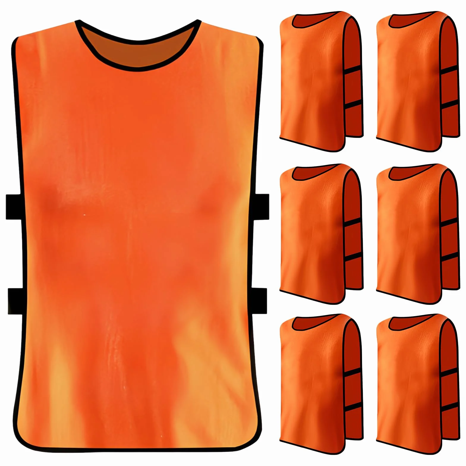 Peto Deportivo para Niños 6 Piezas Chaleco de Entrenamiento Fútbol Netball Rugby Baloncesto Naranja