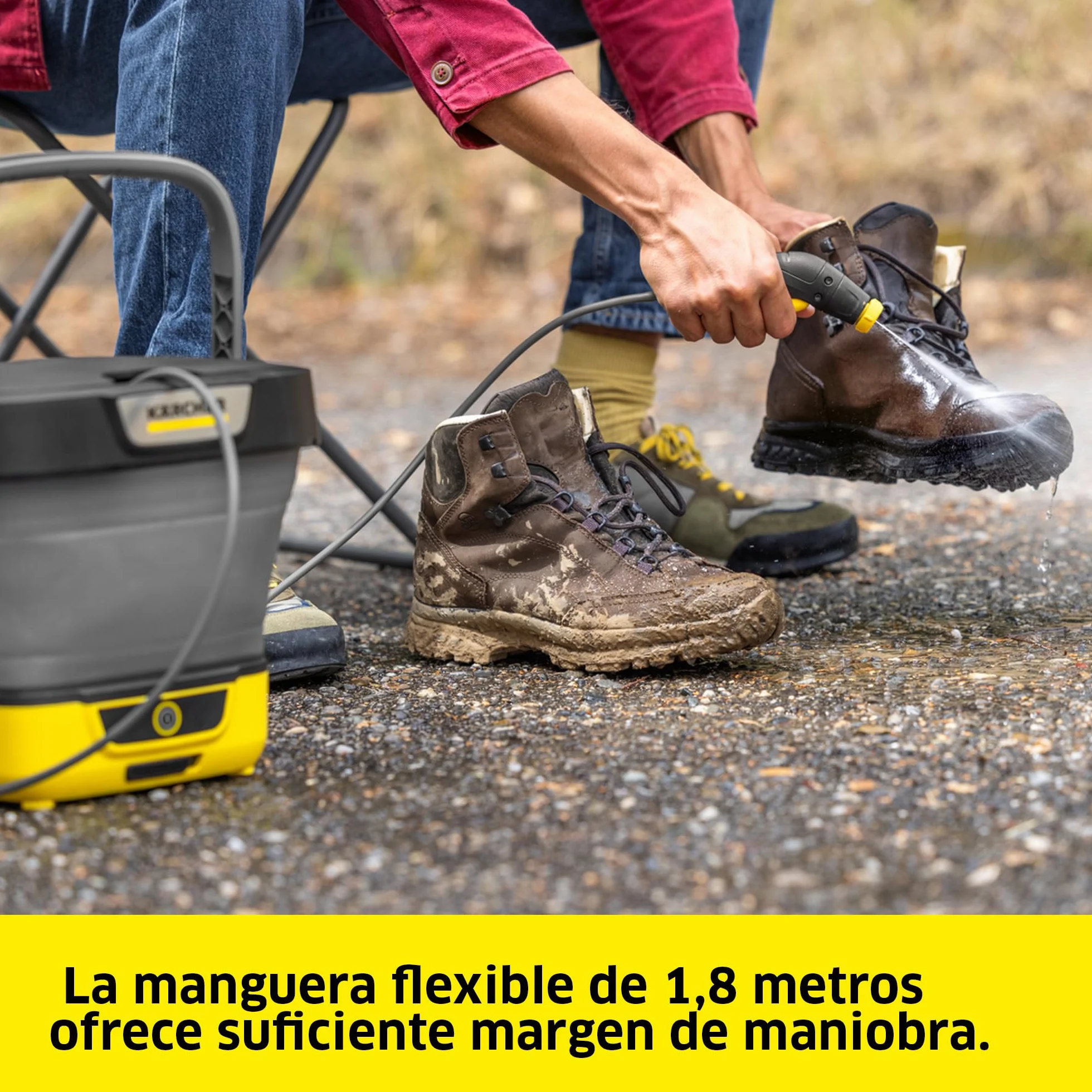 Kärcher hidrolimpiadora móvil OC 3 Foldable, Limpieza para Bicicleta, Camping y jardín, Baja presión, batería de Ion de Litio, depósito de Agua Plegable: 8 l, Boquilla de Chorro Plano/Chorro puntual