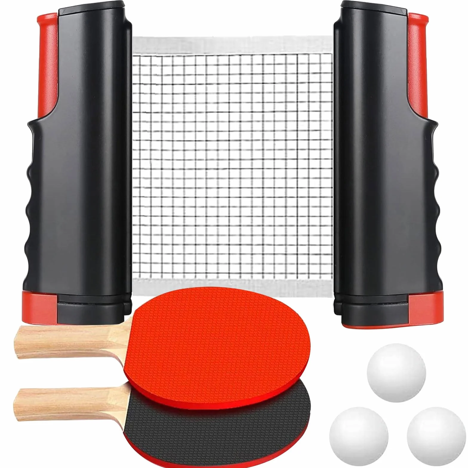 Set de Ping Pong Portátil con 2 Raquetas, 3 Bolas, Red Retráctil y Bolsa de Almacenamiento