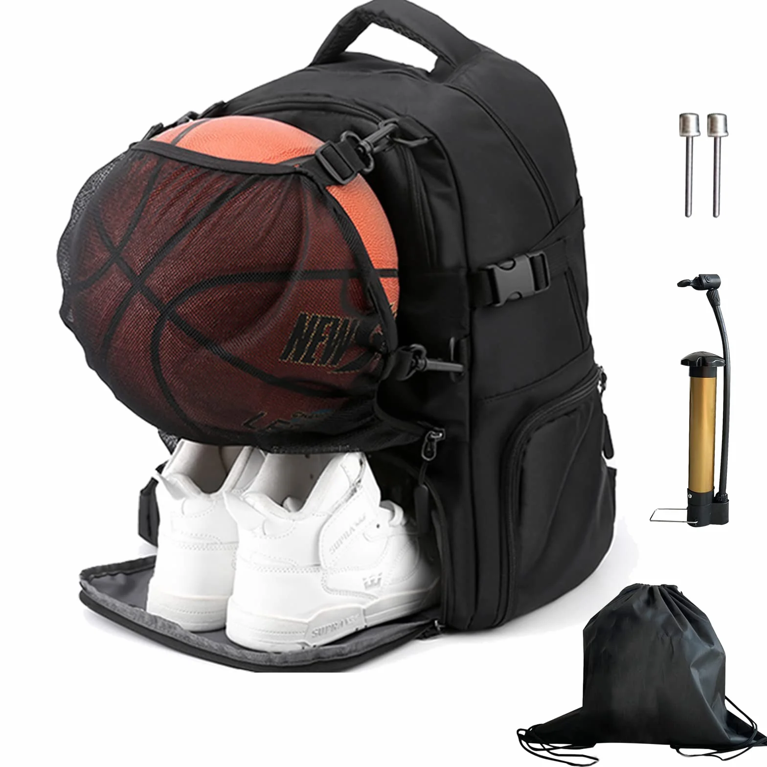 Mochila De Baloncesto con Bomba De Bola Manual y Cabina De Zapatos 15,6 Pulgadas