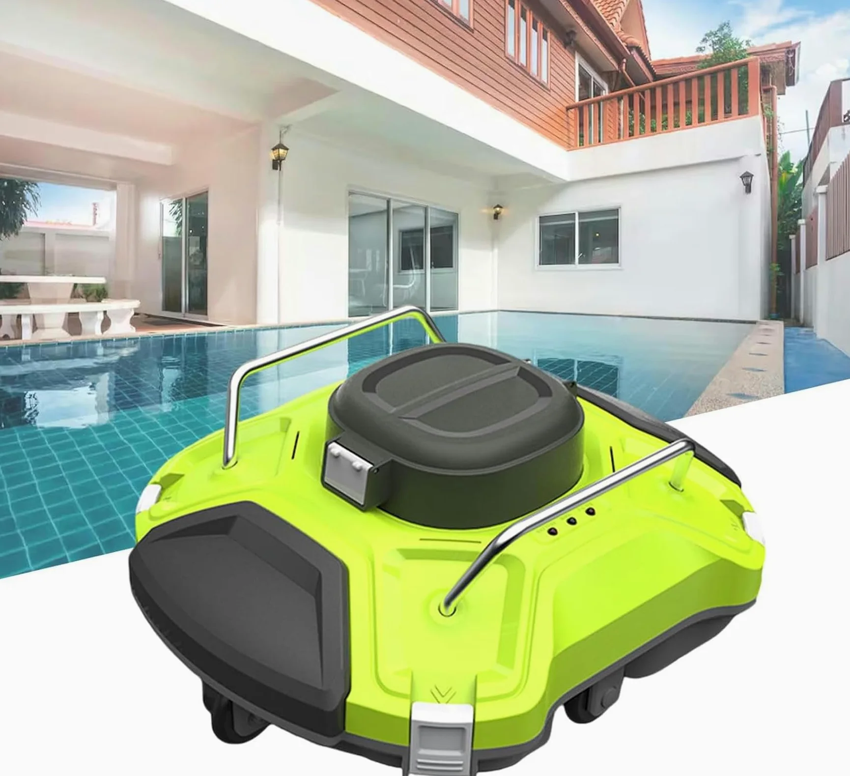 Aspirador de Hojas para Piscina, Limpiador automático subacuático, 4 Clips para Fijar el recogedor de Hojas, Piscina Plana sobre/enterrada