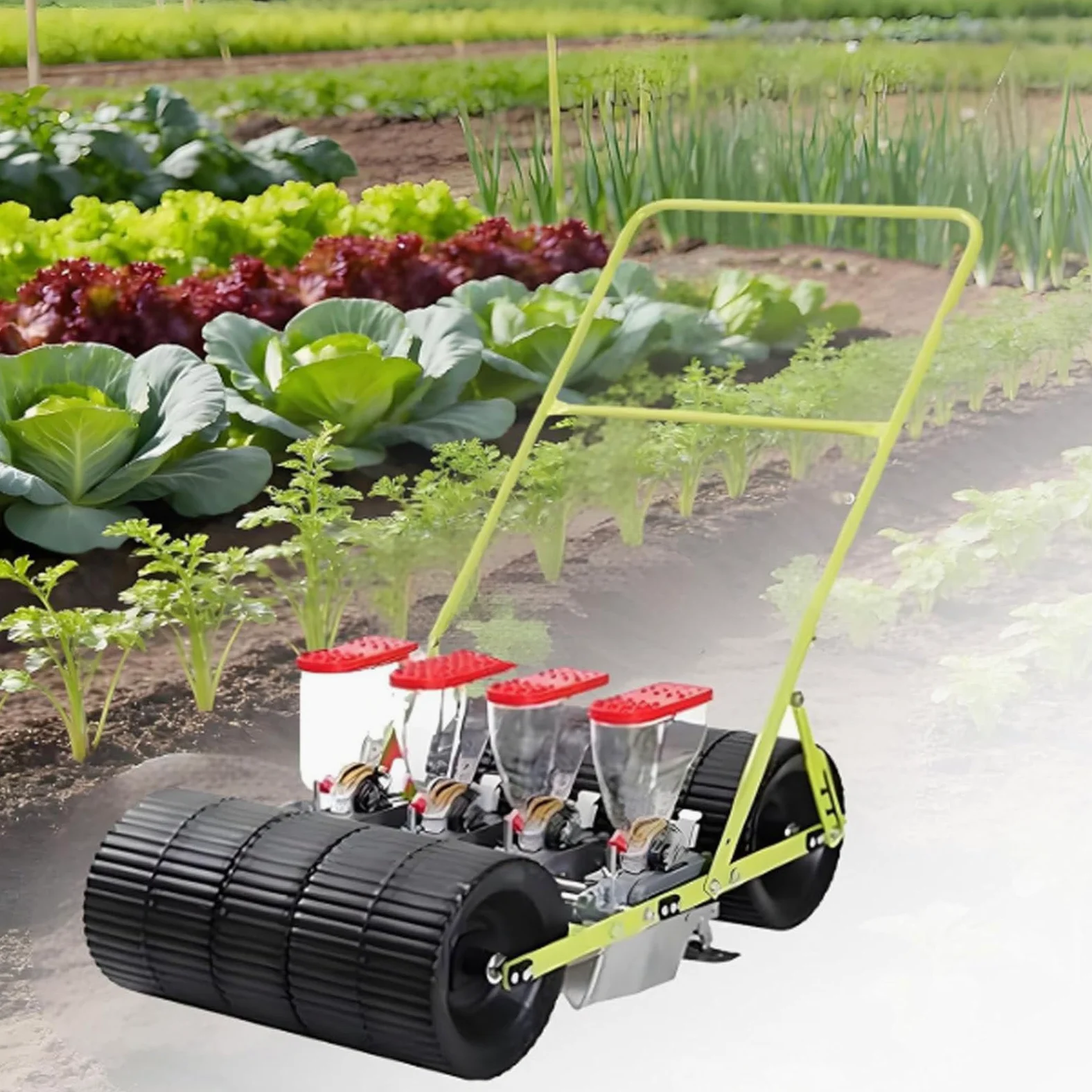 Sembradora de jardín Manual, sembradora de precisión en hileras, esparcidora Manual para Jardines; para la siembra de cáñamo, perejil, repollo y rábanos; Ideal para Jardines pequeños 4Row