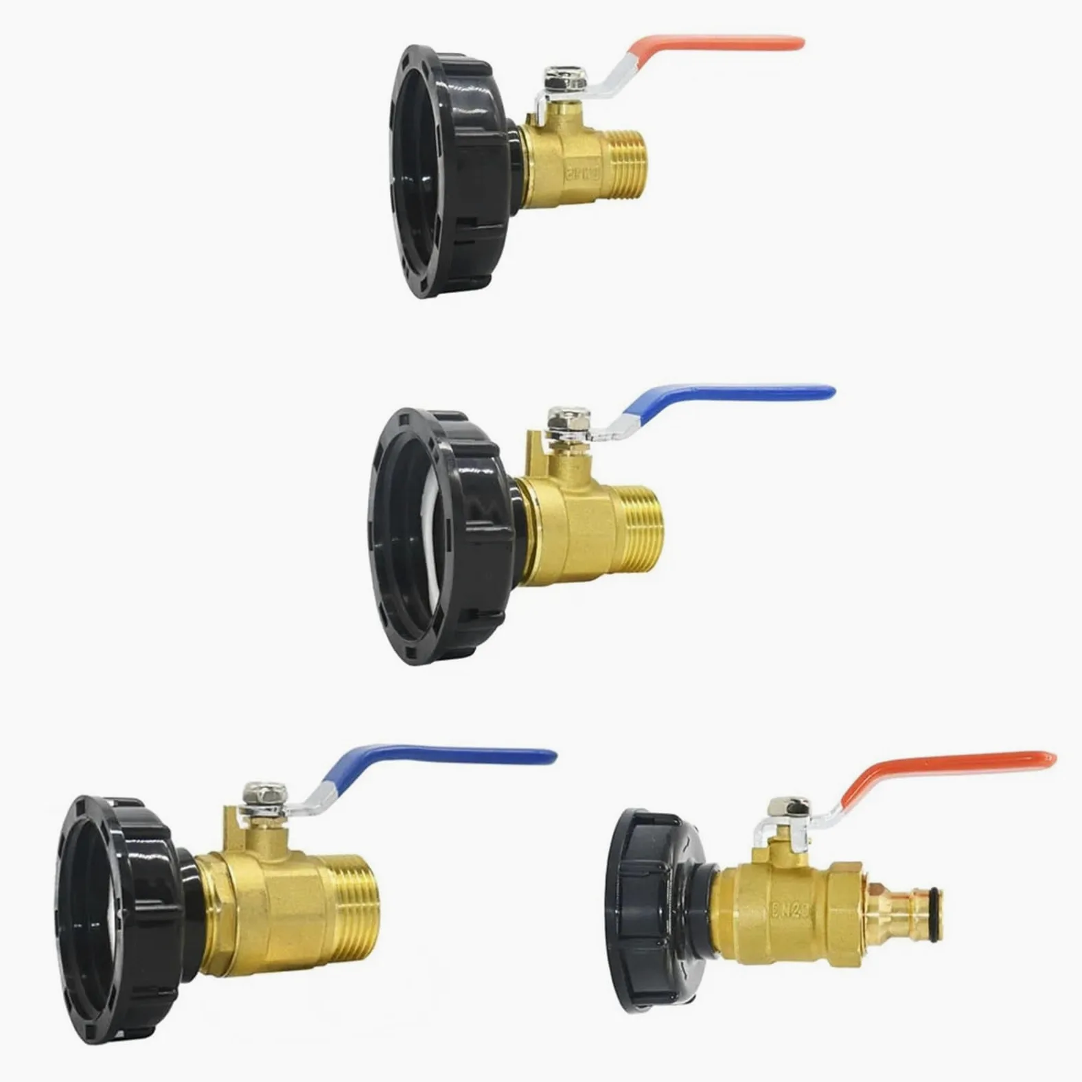 IBC - Adaptador de grifo de tanque S60 x 1/2 3/4 de 1 pulgada, conector de rosca de latón para manguera de jardín, accesorio de válvula rápida (A)