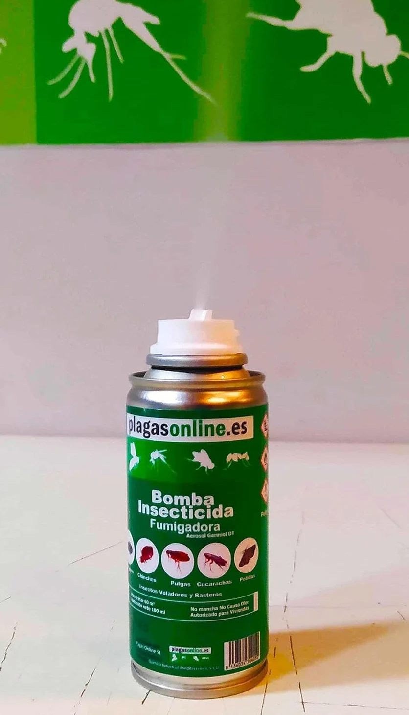 Bomba Insecticida Fumigadora anti Chinches, Ácaros, Pulgas, Cucarachas, Mosquitos, Hormigas, Polillas… - Uso interiores - Acción Rápida y Duradera - 100ml (3 uds)