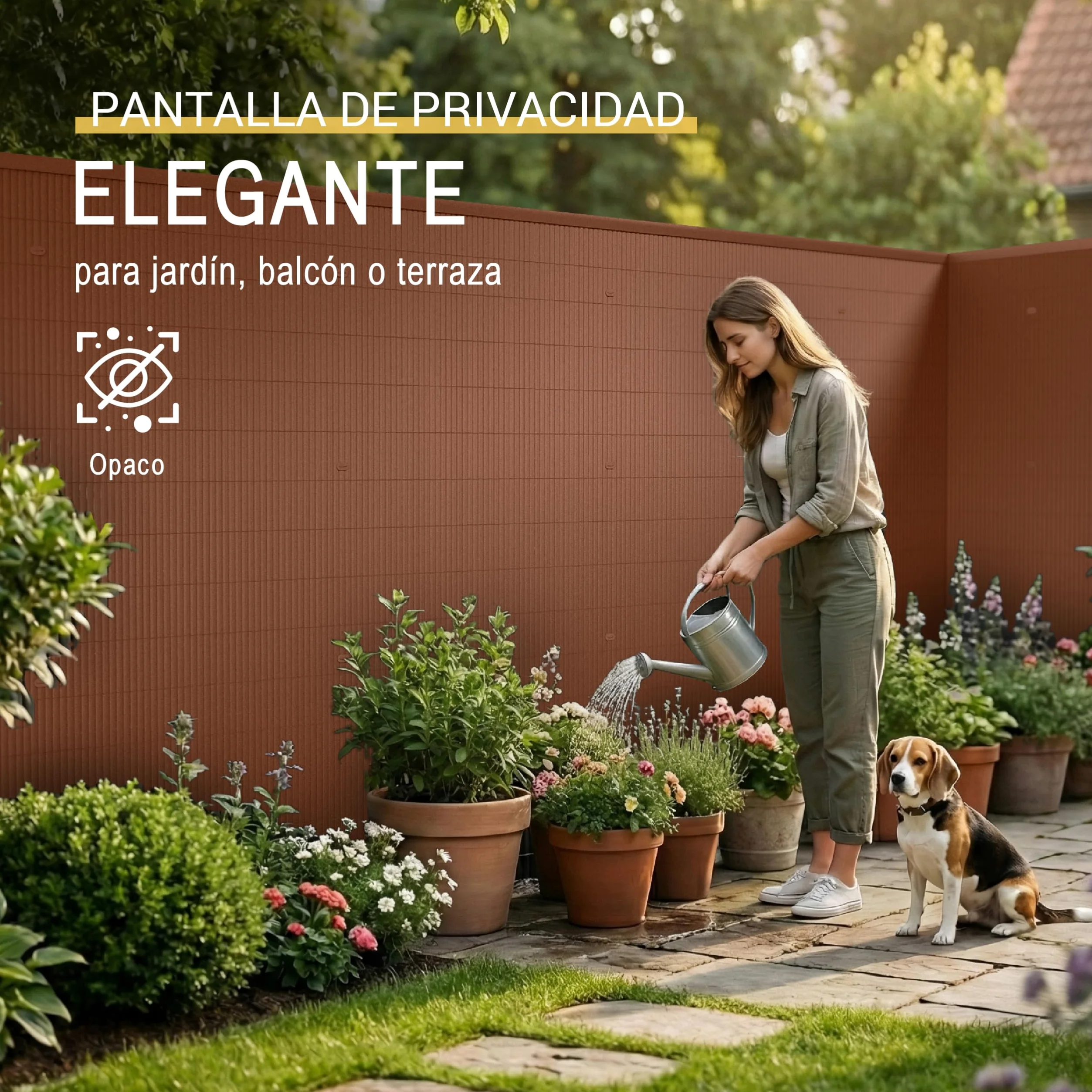Sol Royal PVC Cañizo Jardin Ocultacion Exterior 140x300 cm Triple Refuerzo – Valla Privacidad con Clips y Perfil Remate – Pantalla para Balcón Resistente a Intemperie y Rayos UV – Marrón