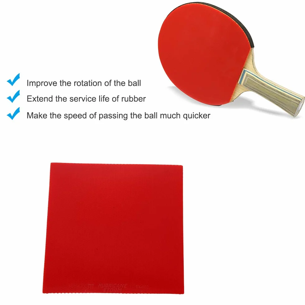 BuyWeek Suelo de repuesto para raqueta de ping pong, 18 × 18 × 2 cm, goma roja para tenis de mesa
