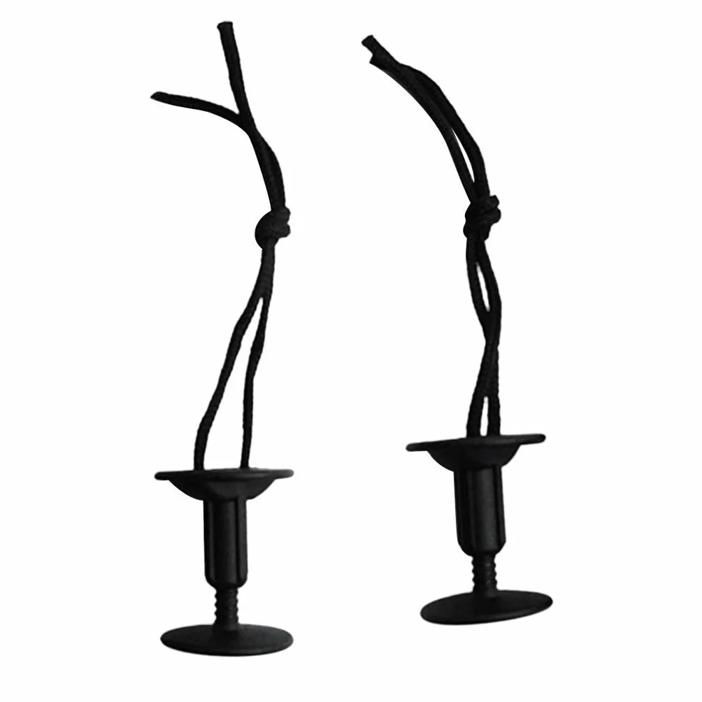 Tapones de correa para tabla de surf, bodyboard, softboard y SUP, color negro, con cordón