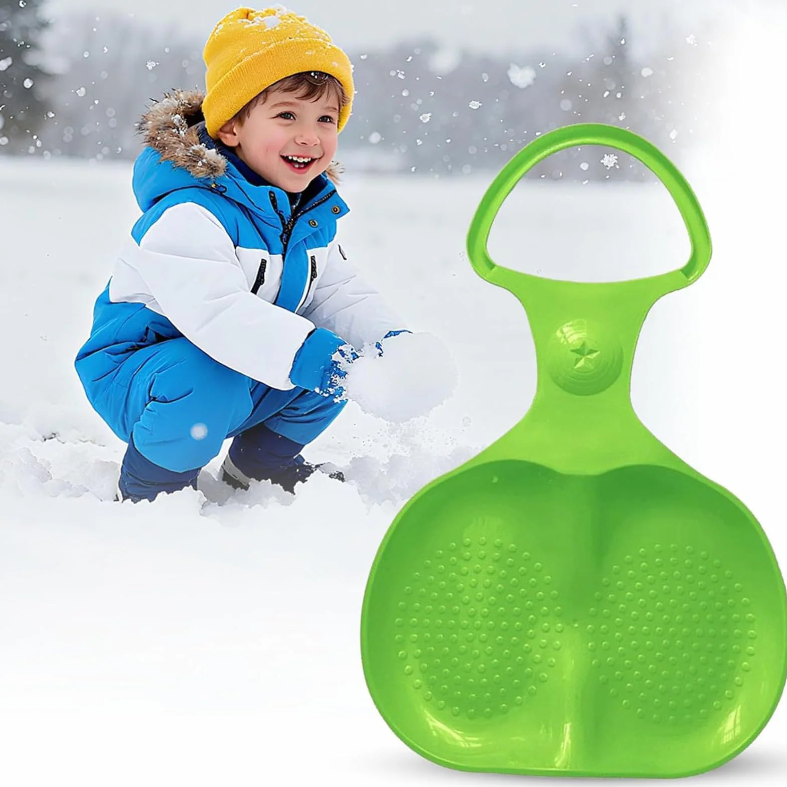 Tabla de trineo de nieve con asa portátil para niños y adultos al aire libre
