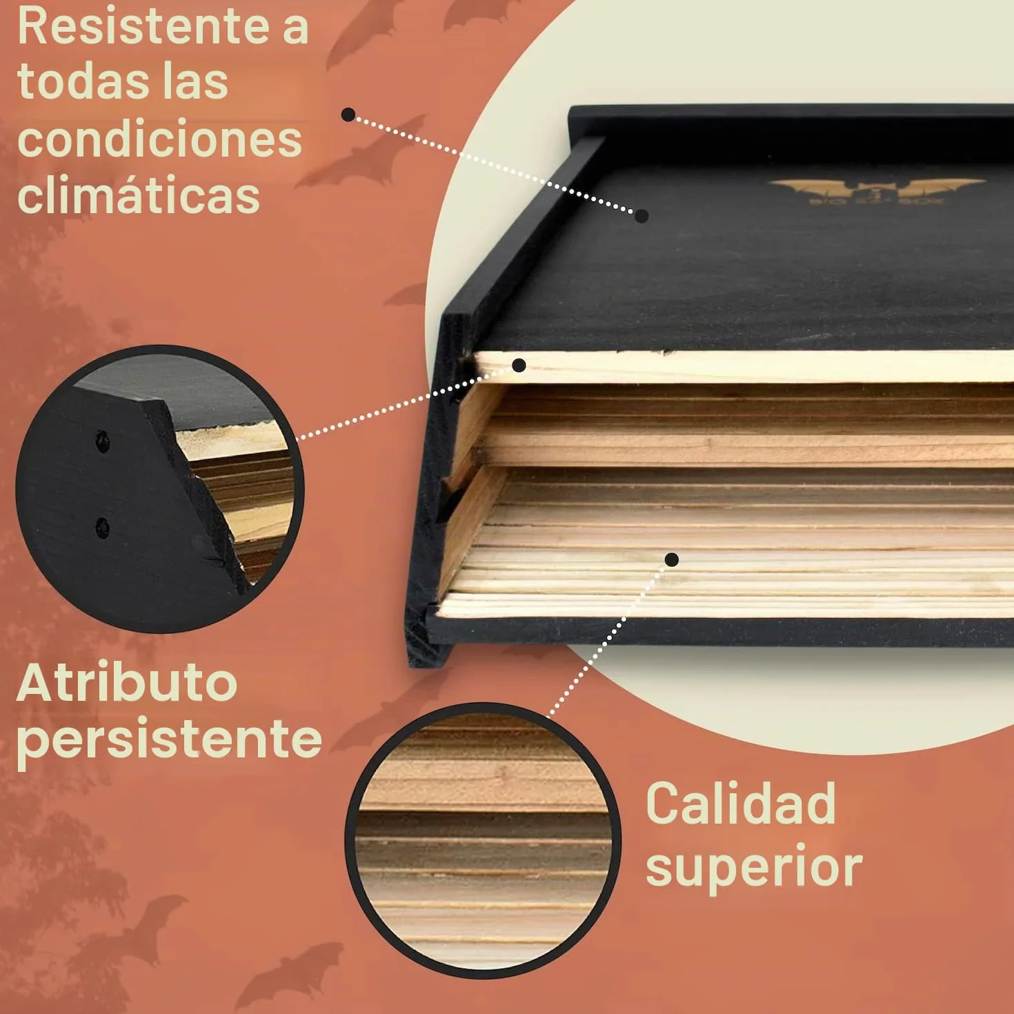 Wildyard Bat House For Outdoors -Casa Completa de Murciélagos para Exteriores - Limpia tu Patio de Mosquitos - Caja de Murciélagos sin Pintura en su Interior - Casa para Murciélagos