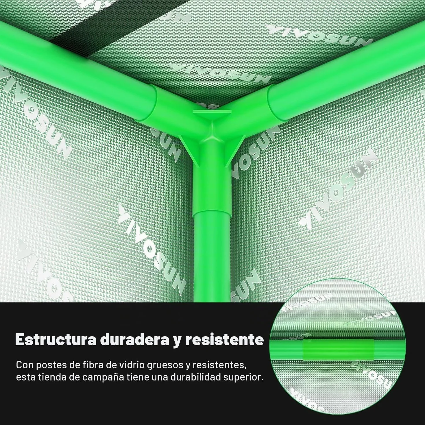 VIVOSUN Tienda de Cultivo Pequeña 50x36x54cm, Cultivo Hidropónico, Tienda de Cultivo Interior de Mylar Altamente Reflectante, Fondo Sellado, Ventana de Ventilación, Puerto de Orificio para Cables