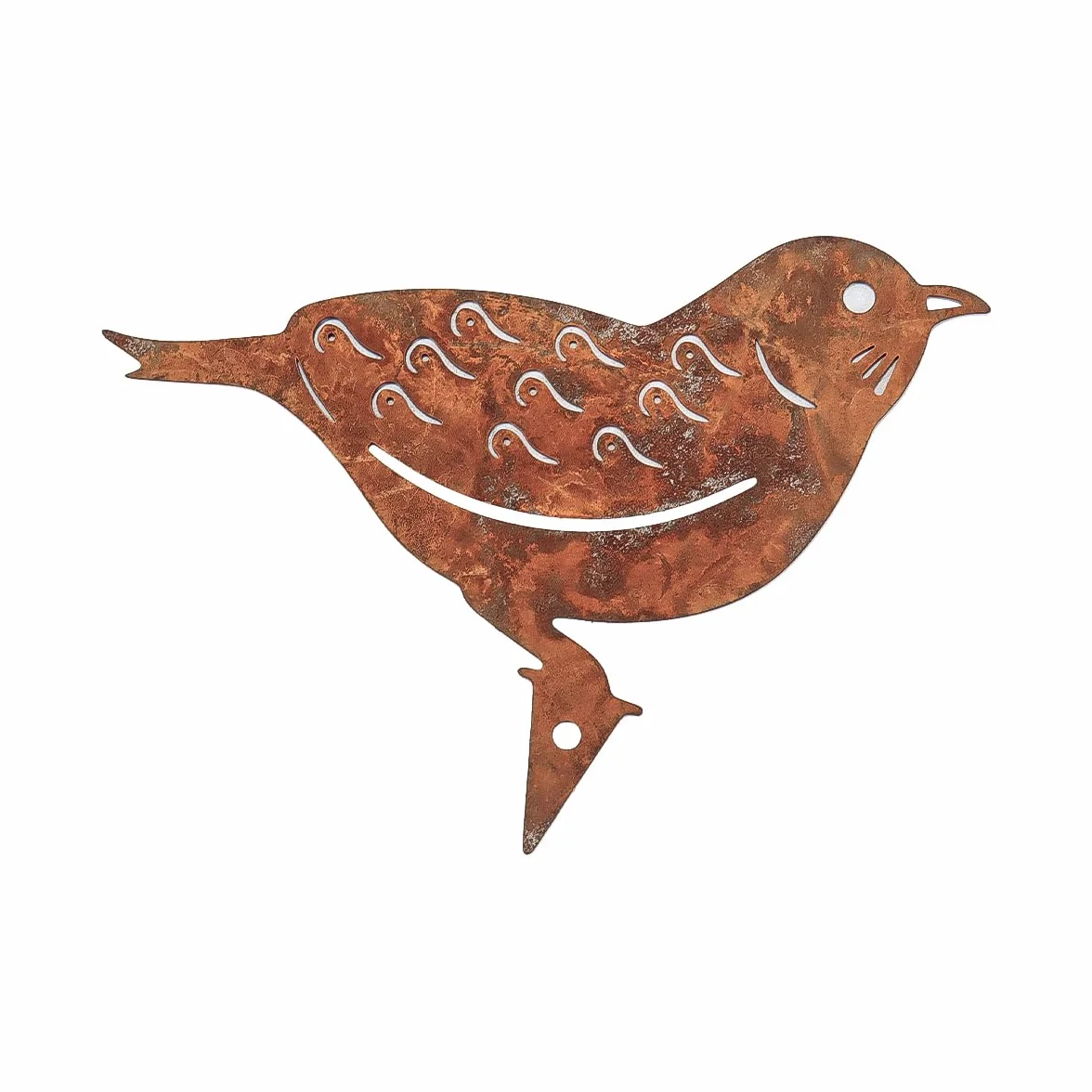 Paquete de 4 estacas de metal con pátina rústica para pájaros, ideales para vallas de madera y adornos de jardín.