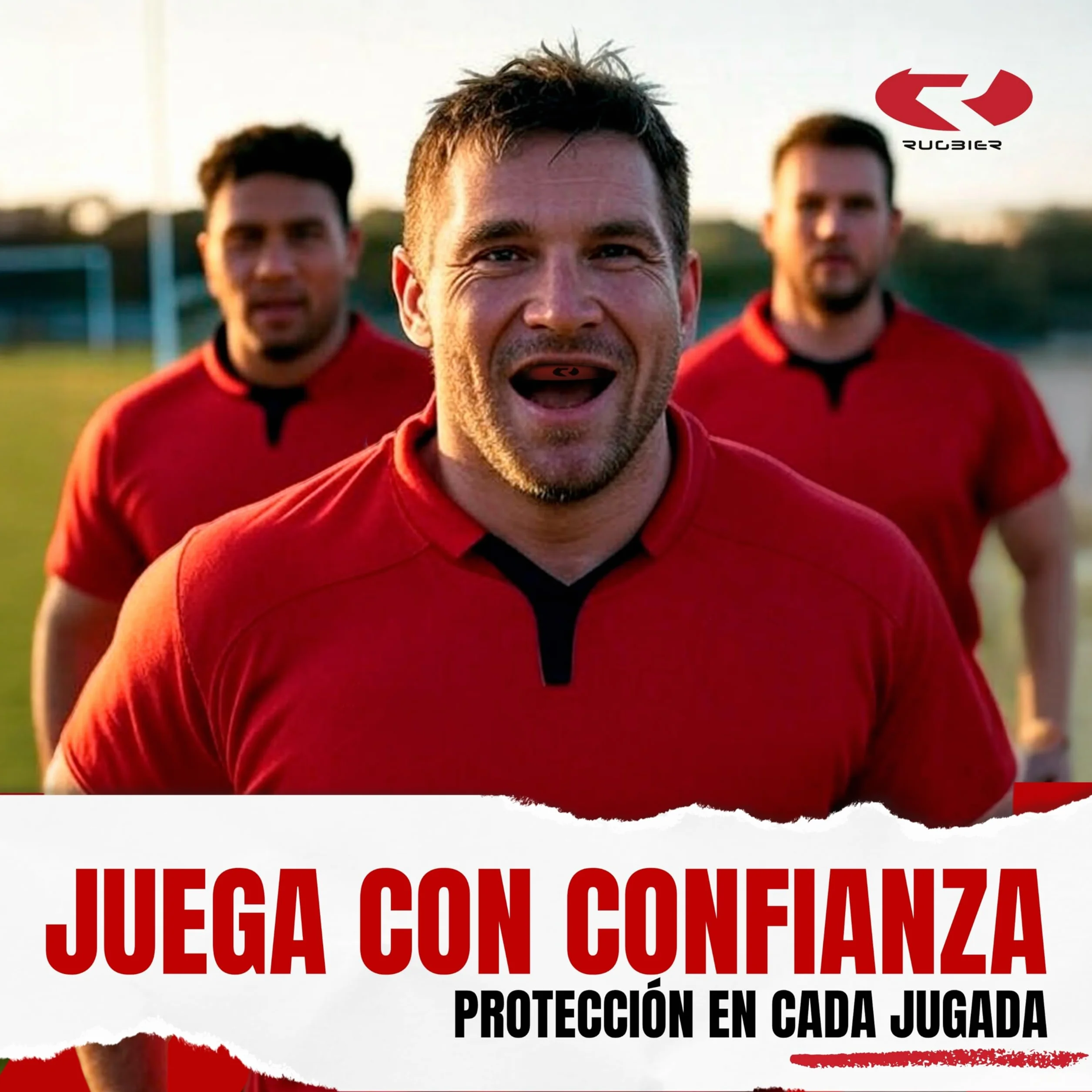Protector Bucal Rugby Dual Gel Termo Moldeable Talla Adultos Niños Protección Dental Avanzada Rojo Negro Senior
