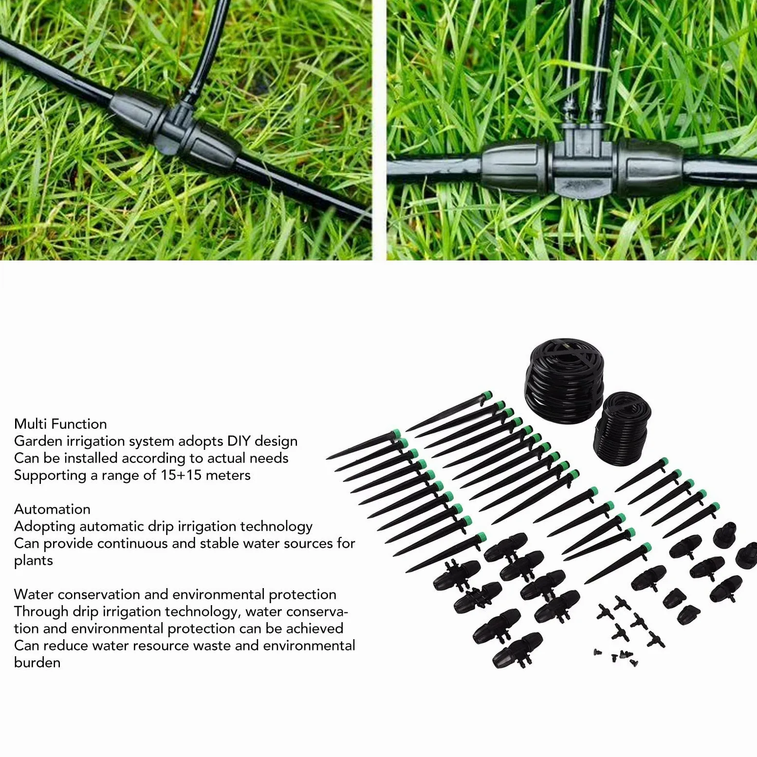 Haofy Sistema de Riego de Jardín Sistema de Riego de Jardín Kits Automáticos de Riego por Goteo para Camas de Jardín Elevadas Sistema de Riego por Goteo de Césped