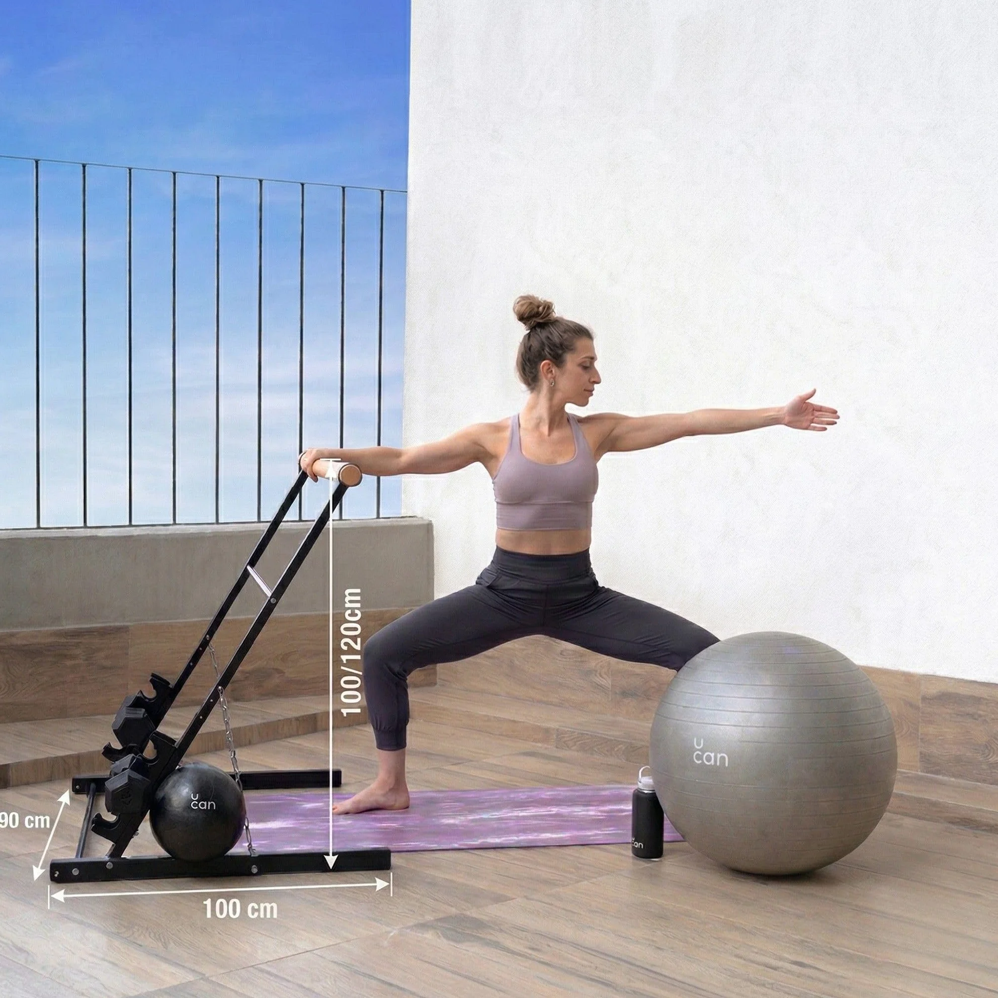 Barra de Ballet Plegable Altura Ajustable Estable Rack para Pesas Ejercicio en Casa