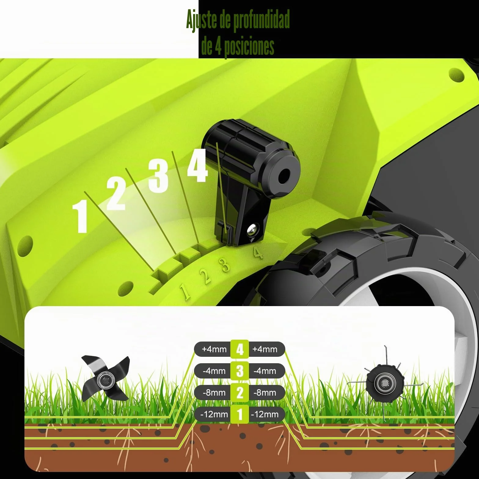 DEWINNER Escarificador eléctrico 2 en 1, aireador de césped 1500W, 32 cm de Ancho de Trabajo, Cesta de Recogida de 30 l, Ajustable en 4 Niveles de -12 Biz + 4 mm