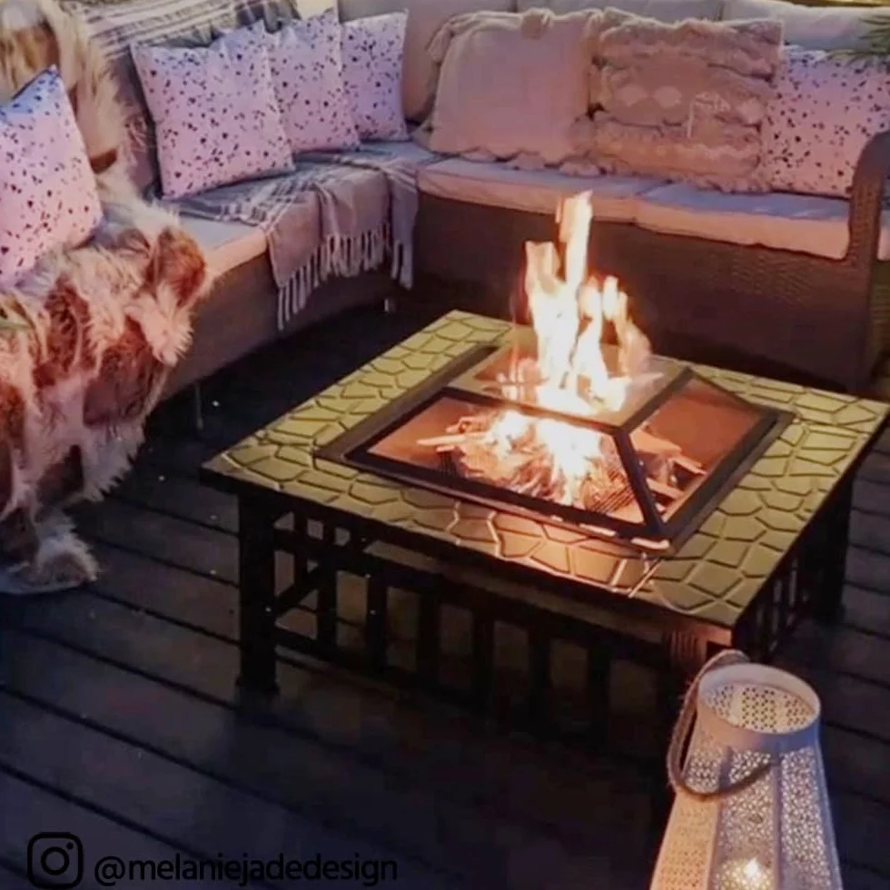 Yaheetech Brasero Exterior Jardin Grande 3 en 1 Chimeneas de Leña para Terraza Estufa al Aire Libre para Camping Cuenco para Hogueras 81x 81x 50cm