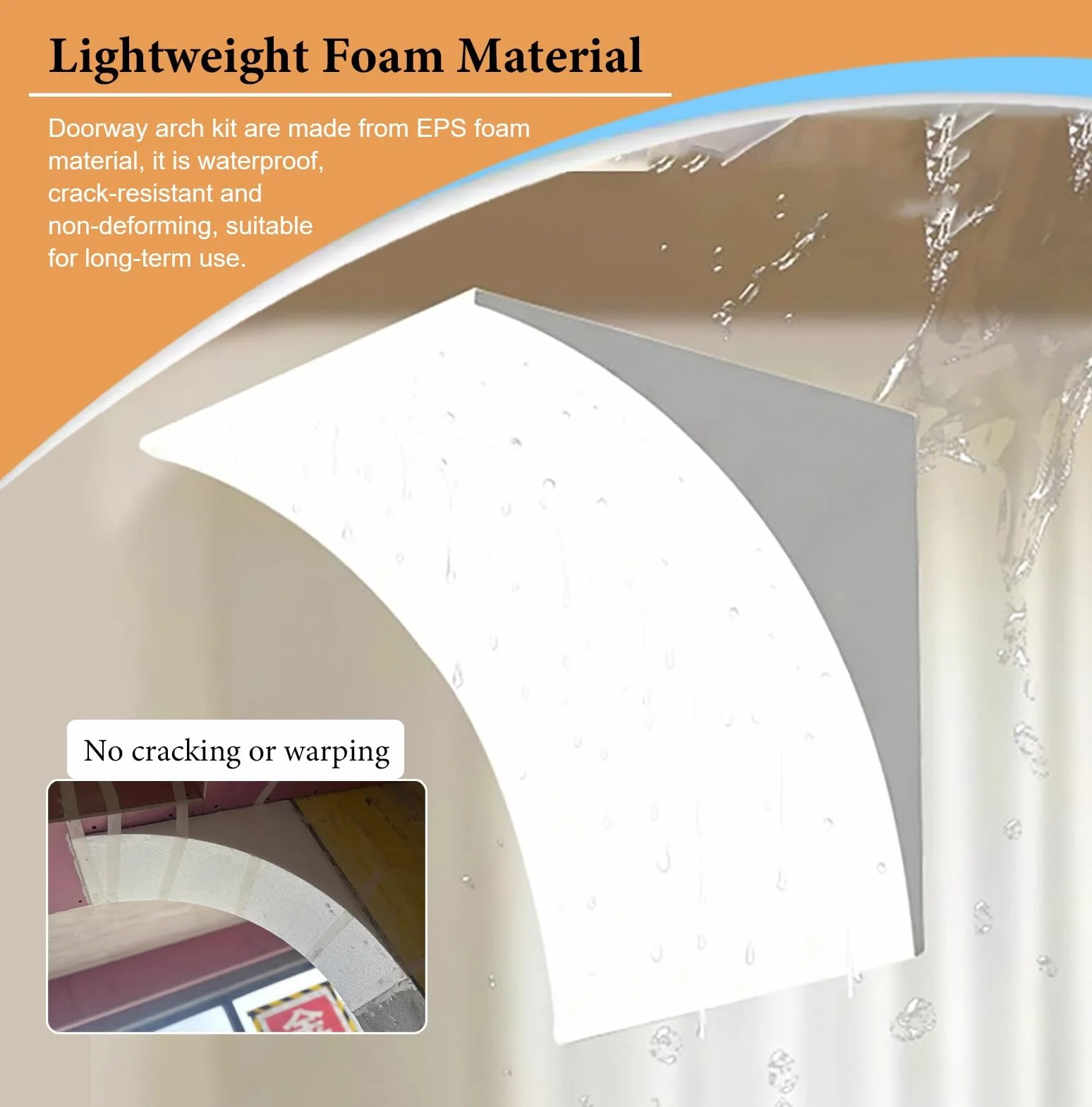 Kit de arco de espuma para puerta, kit de arco de puerta redondeado, cubierta de arco curvado para decoración del hogar