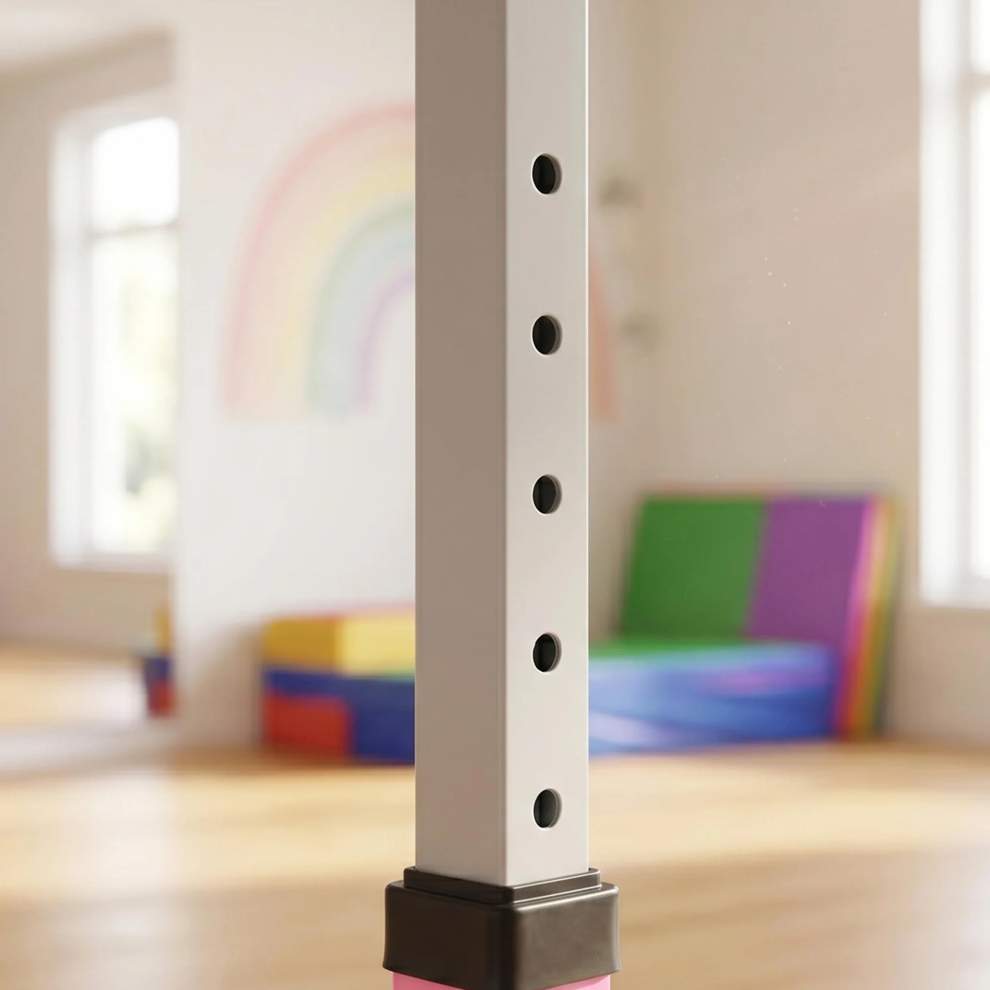 HOMCOM Barra de Gimnasia para Niños Altura Ajustable 92-150 cm Carga 75 kg 194x121x150 cm