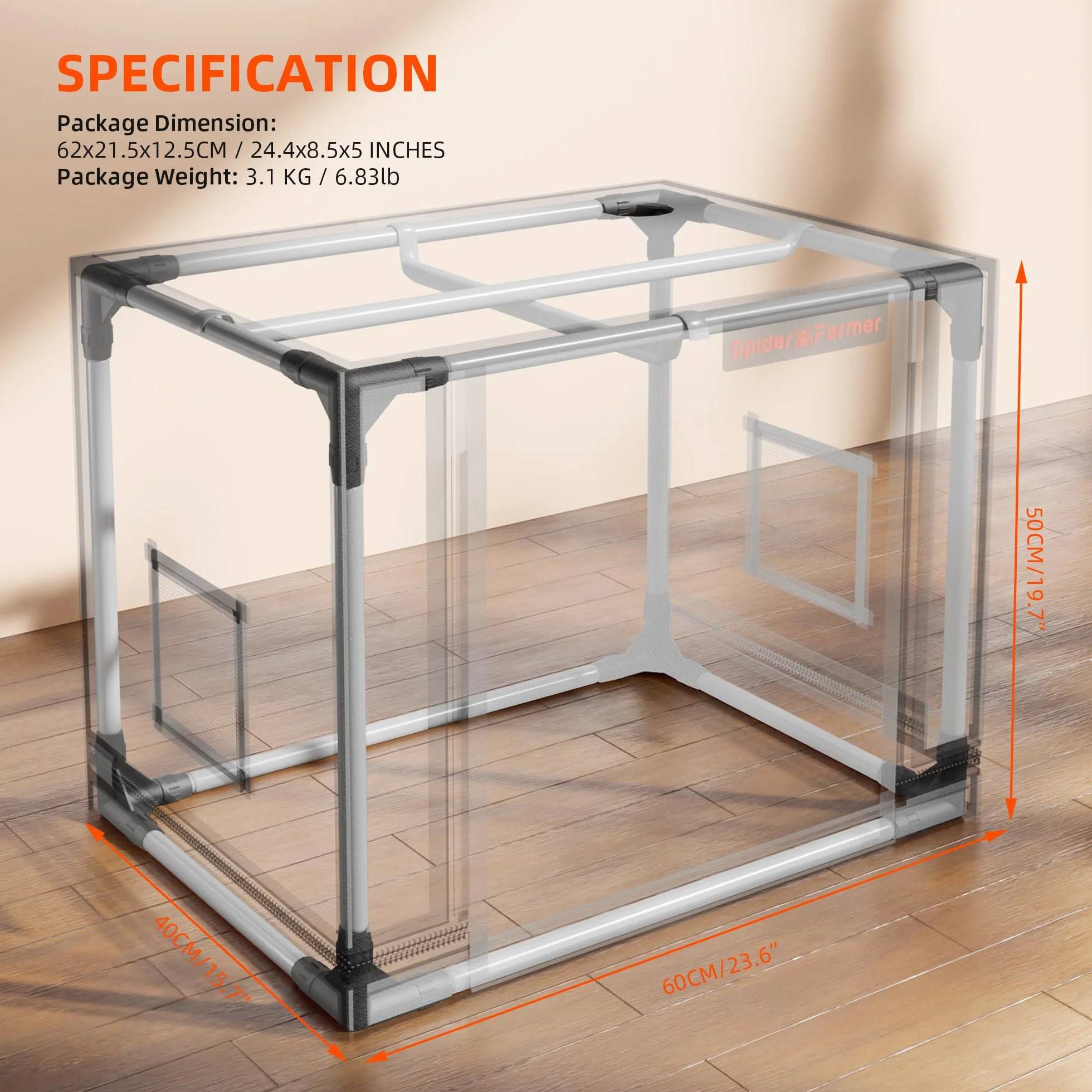 Spider Farmer Tienda de campaña para aerogarden, sistema hidropónico 24x16x20, puerta enrollable, bandeja de piso extraíble, lona Mylar gruesa 2000D