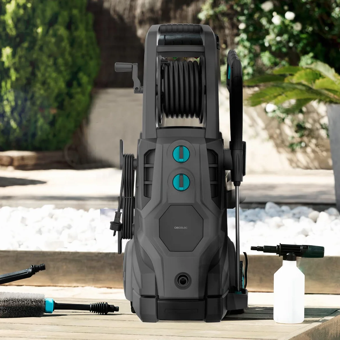 Cecotec Hidrolimpiadora de Alta Presión HydroBoost 3200 TotalClean, 3200 W, Motor Brushless, Hogar, Jardín o Coche, Caudal 540 l/h, Presión 225 bares, Bomba de aluminio, Radio de acción 14 m