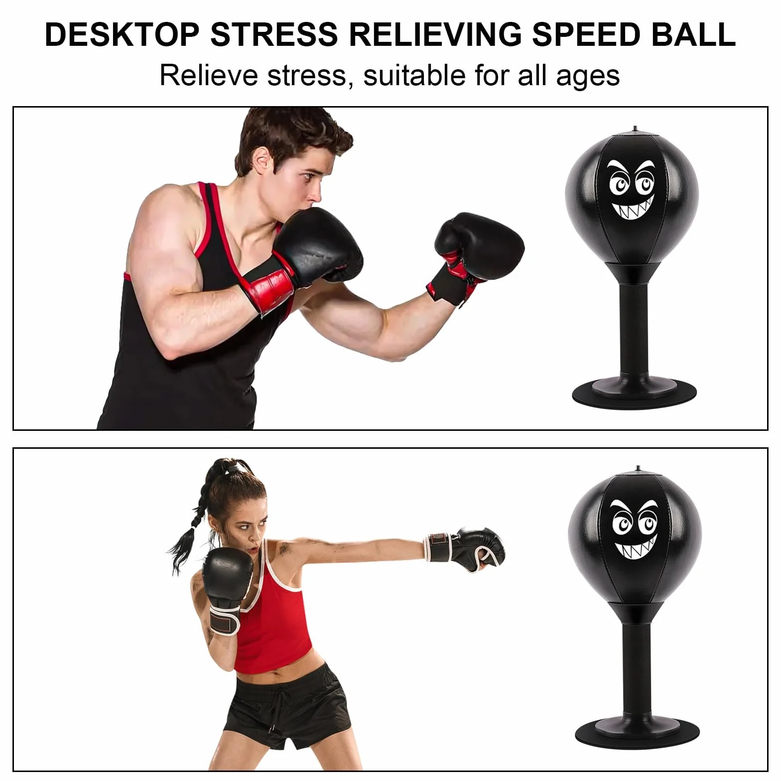 Mesa de Punching Ball, Saco de Boxeo de Escritorio con Ventosa Súper Fuerte, Antiestrés