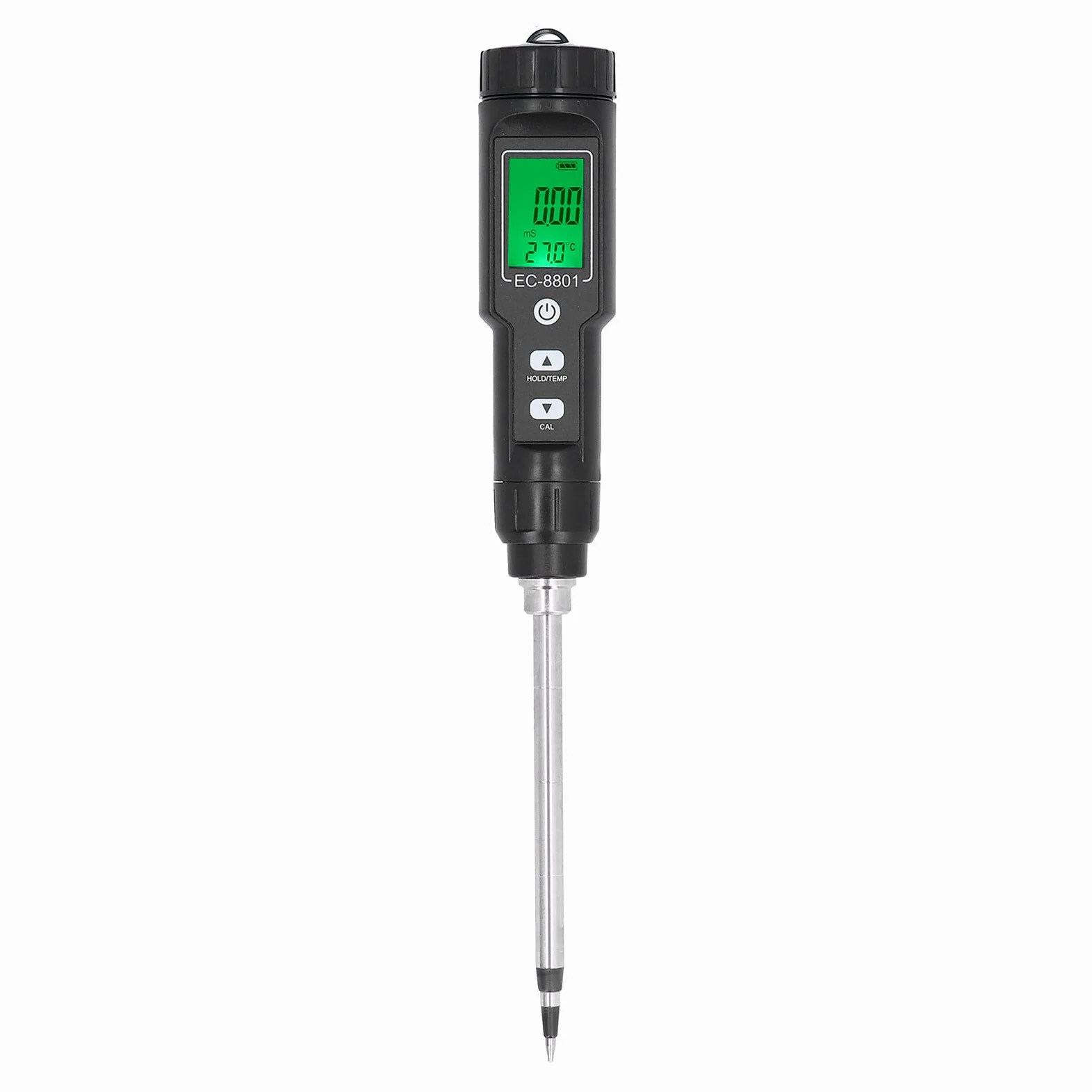 Tnfeeon Termómetro de Suelo Medidor de EC Mide EC de 0,00 a 10,00 Ms/cm y Temperatura de -22,0 °F a 176,0 °F para Jardineros Compacto 11,02 X 1,46 Pulgadas Impermeable Fácil Operación Ideal para